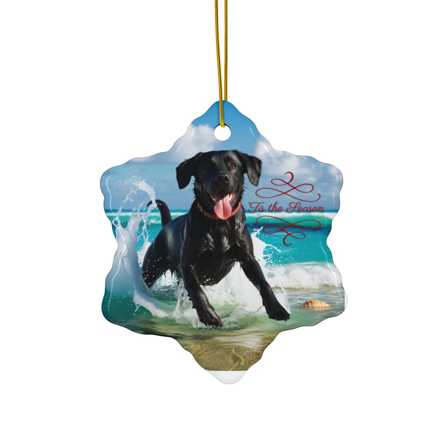 Labrador Christmas, Ceramic Ornaments, 2-Side Print, (1pc, 3pcs, 5pcs, 10pcs)