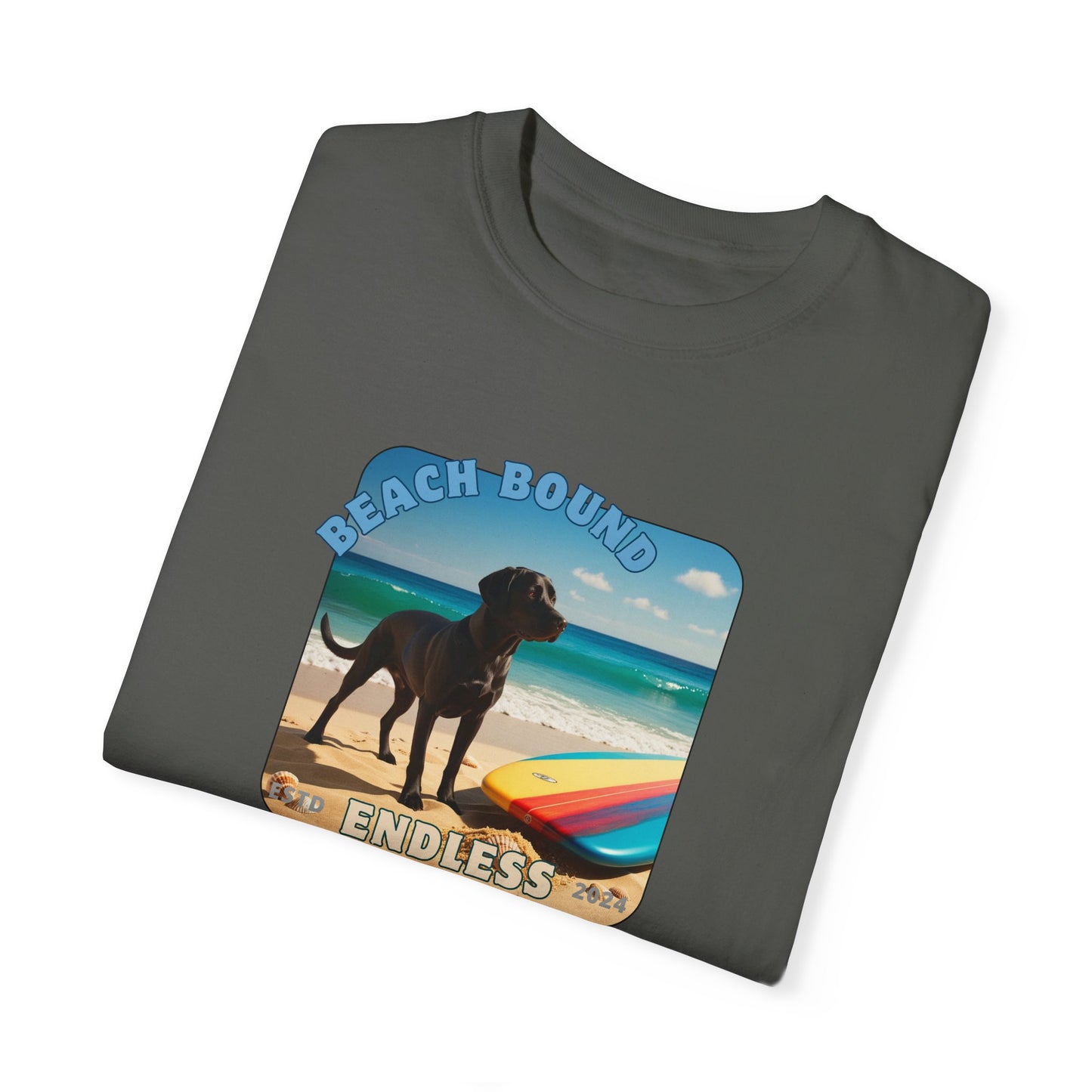 Beach Bound, Surfboard, Unisex Garment-Dyed T-shirt