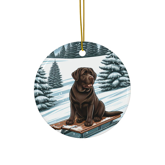Labrador Christmas, Ceramic Ornaments, 2-Side Print, (1pc, 3pcs, 5pcs, 10pcs)