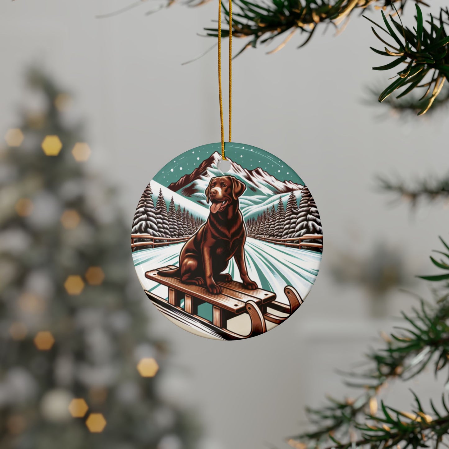 Labrador Christmas, Ceramic Ornaments, 2-Side Print, (1pc, 3pcs, 5pcs, 10pcs)