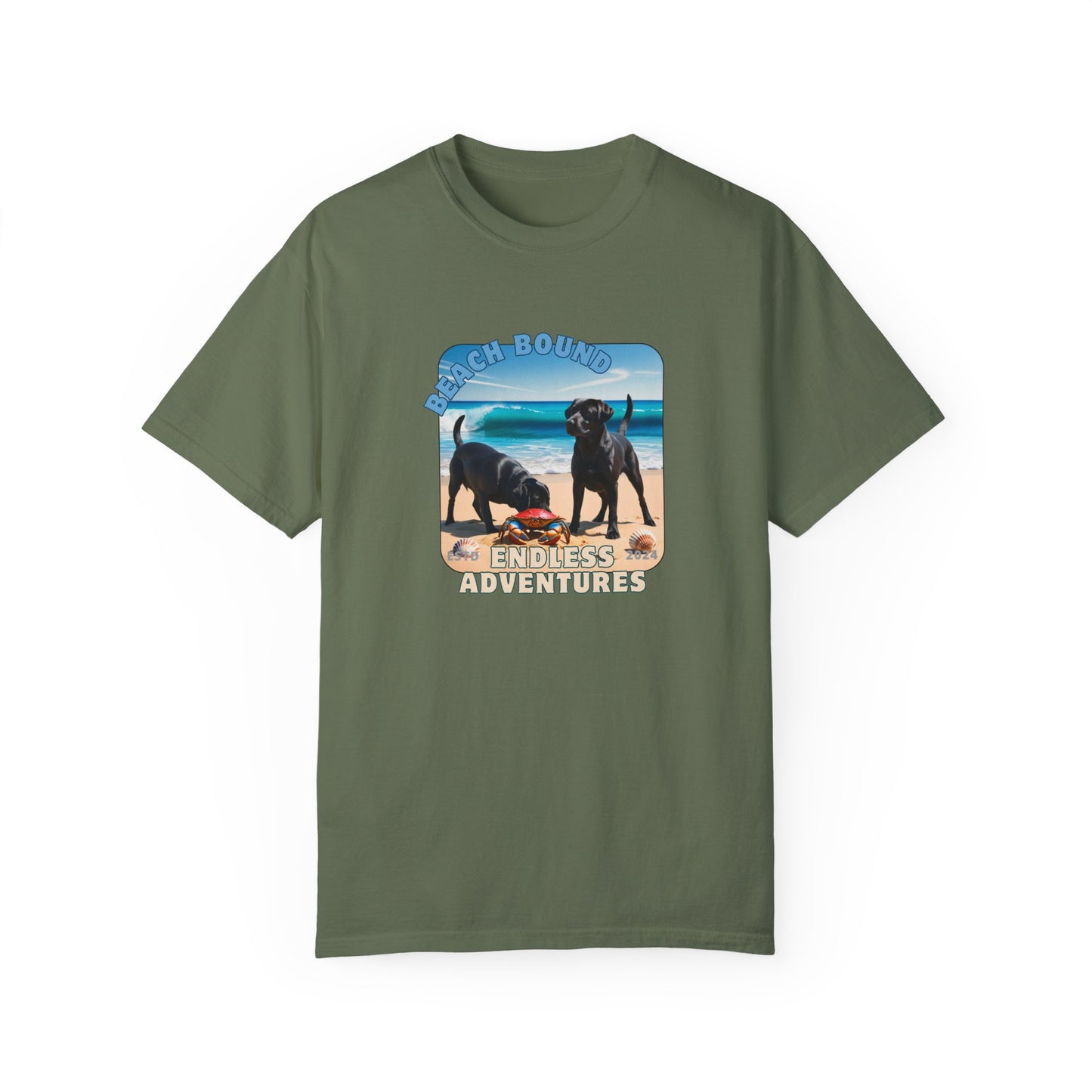 Beach Bound, two labs , Unisex Garment-Dyed T-shirt