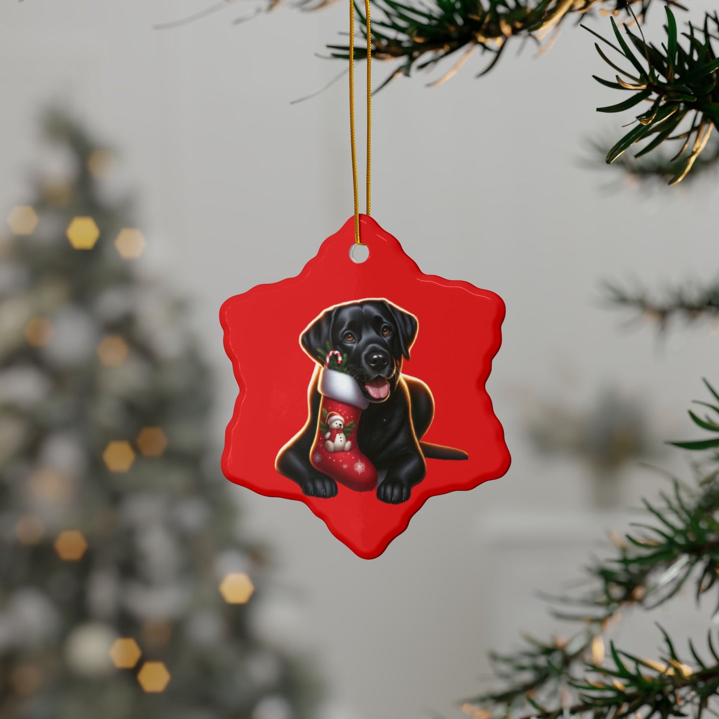 Labrador Christmas, Ceramic Ornaments, 2-Side Print, (1pc, 3pcs, 5pcs, 10pcs)