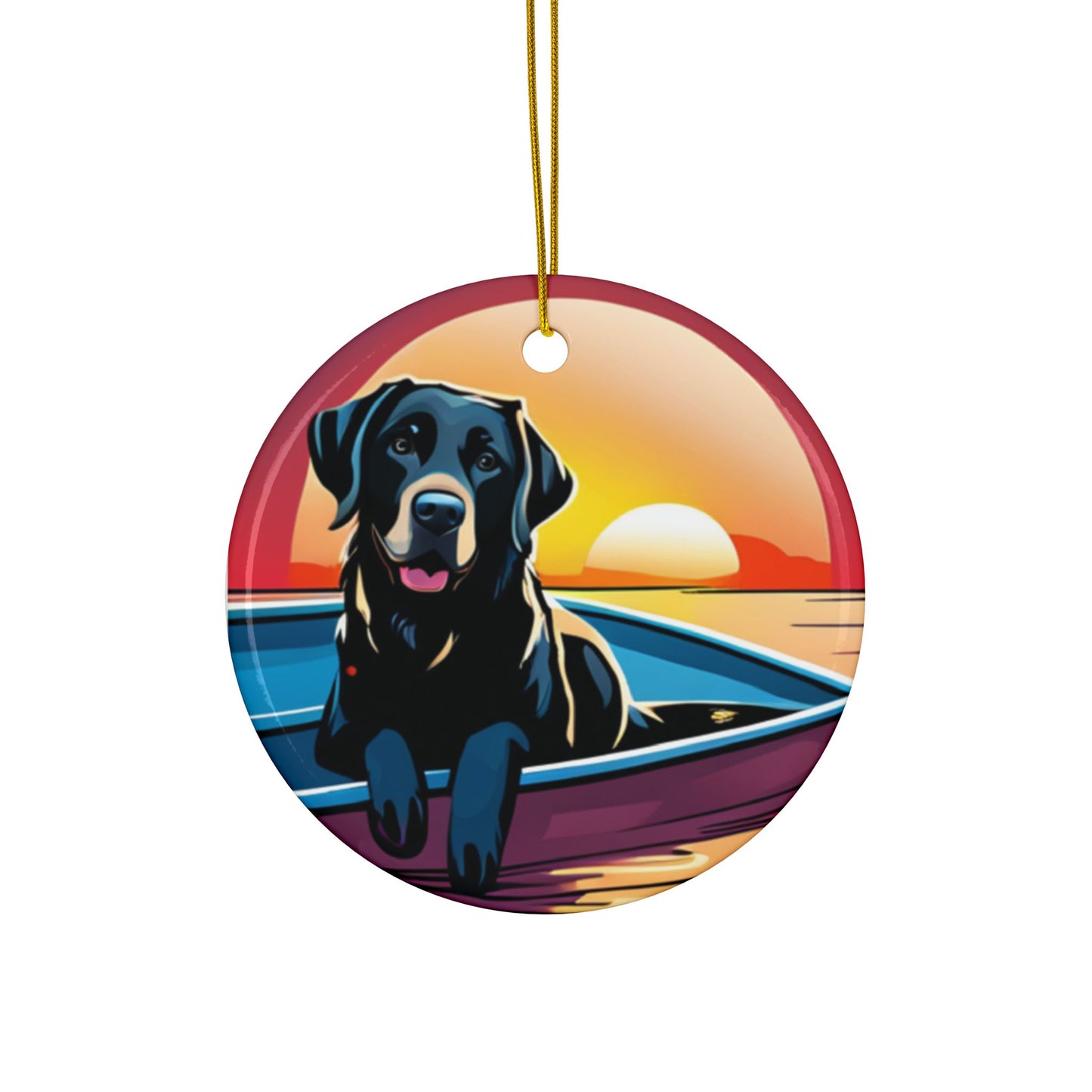 Labrador Christmas Truck, Ceramic Ornaments, 2-Side Print, (1pc, 3pcs, 5pcs, 10pcs)
