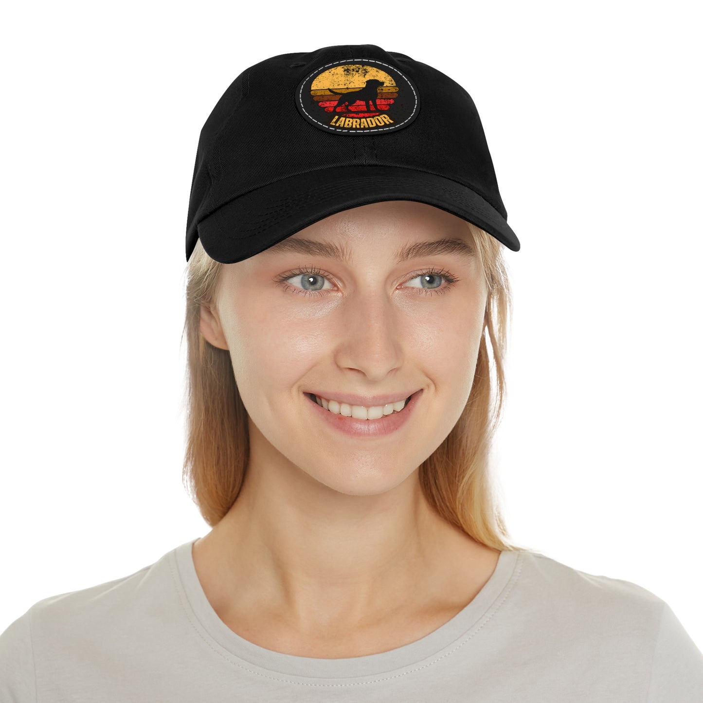 Labrador sunset, Dad Hat with Leather Patch (Round)