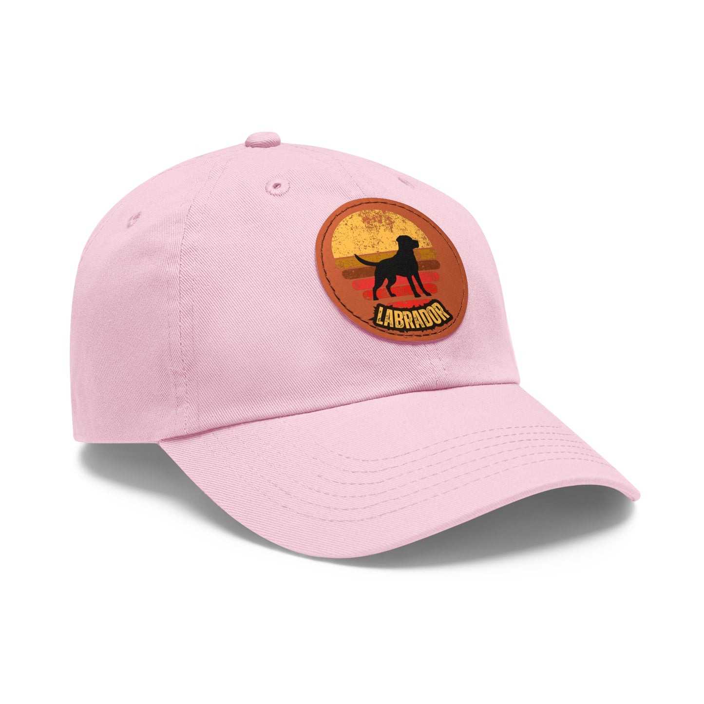 Labrador sunset, Dad Hat with Leather Patch (Round)