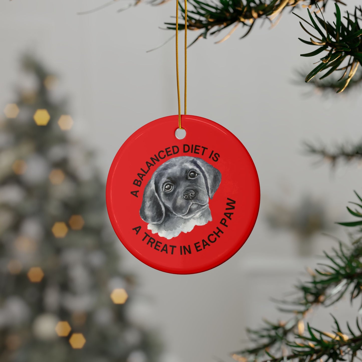 Labrador Christmas, Ceramic Ornaments, 2-Side Print, (1pc, 3pcs, 5pcs, 10pcs)
