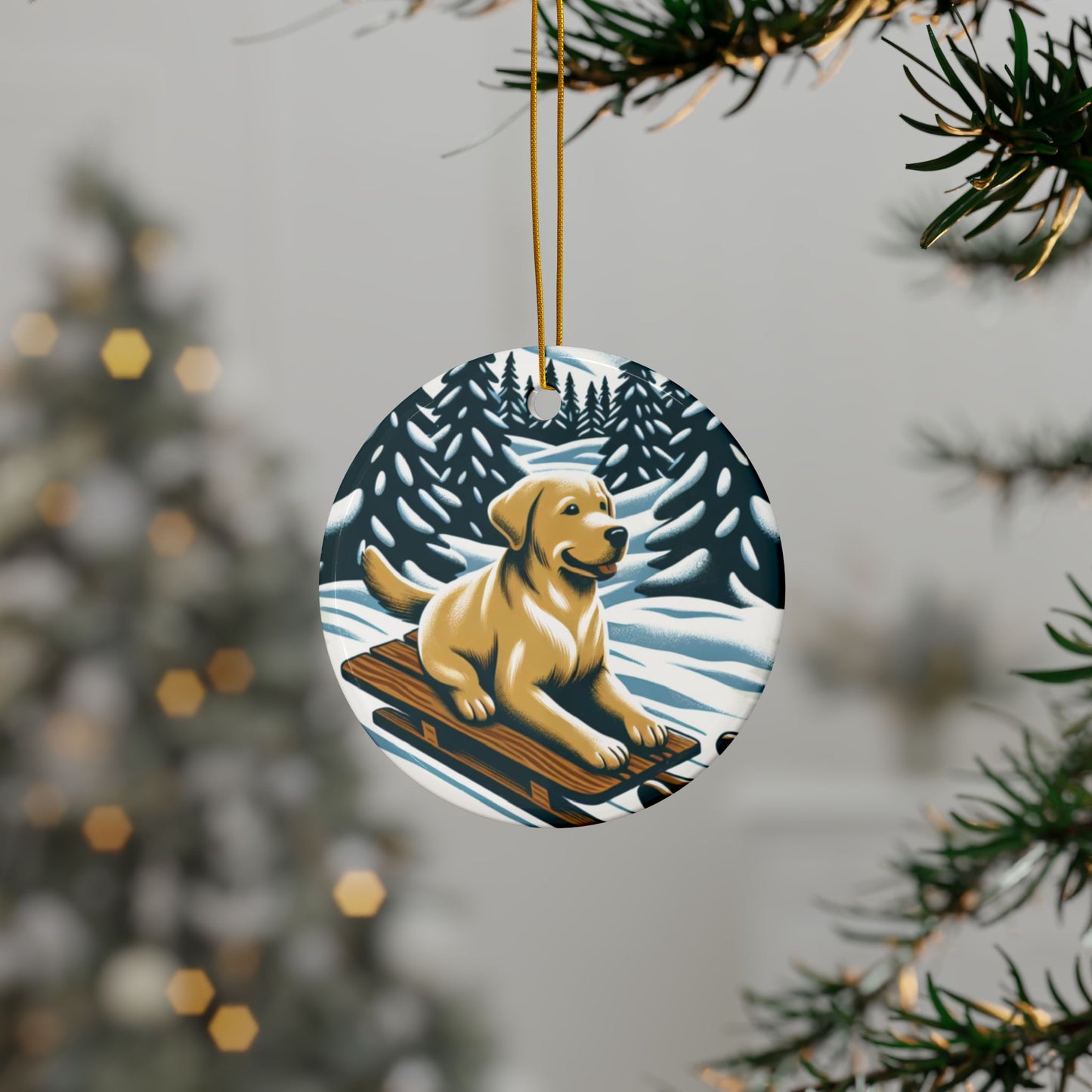 Labrador Christmas, Ceramic Ornaments, 2-Side Print, (1pc, 3pcs, 5pcs, 10pcs)