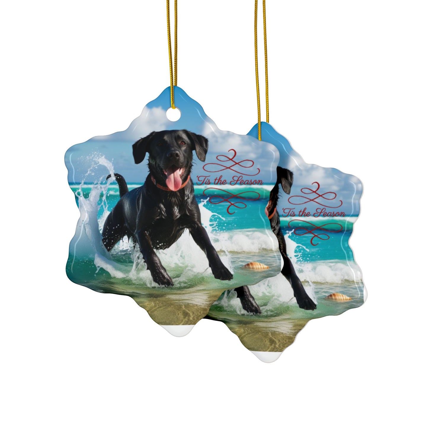 Labrador Christmas, Ceramic Ornaments, 2-Side Print, (1pc, 3pcs, 5pcs, 10pcs)