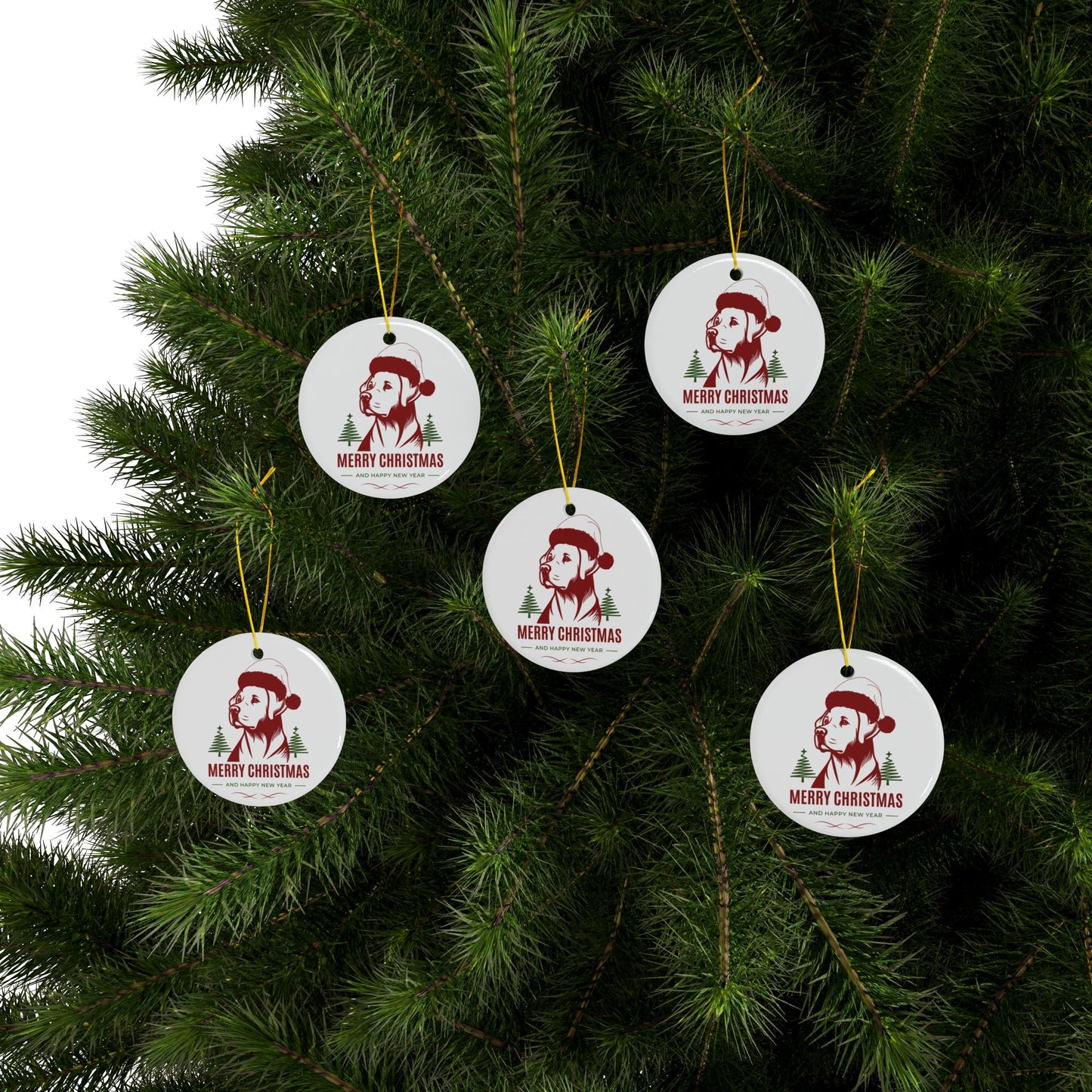 Labrador Christmas, Ceramic Ornaments, 2-Side Print, (1pc, 3pcs, 5pcs, 10pcs)