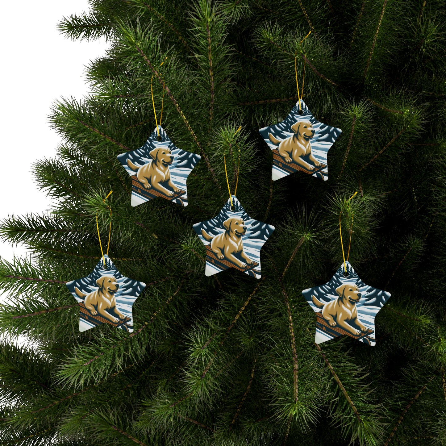 Labrador Christmas, Ceramic Ornaments, 2-Side Print, (1pc, 3pcs, 5pcs, 10pcs)