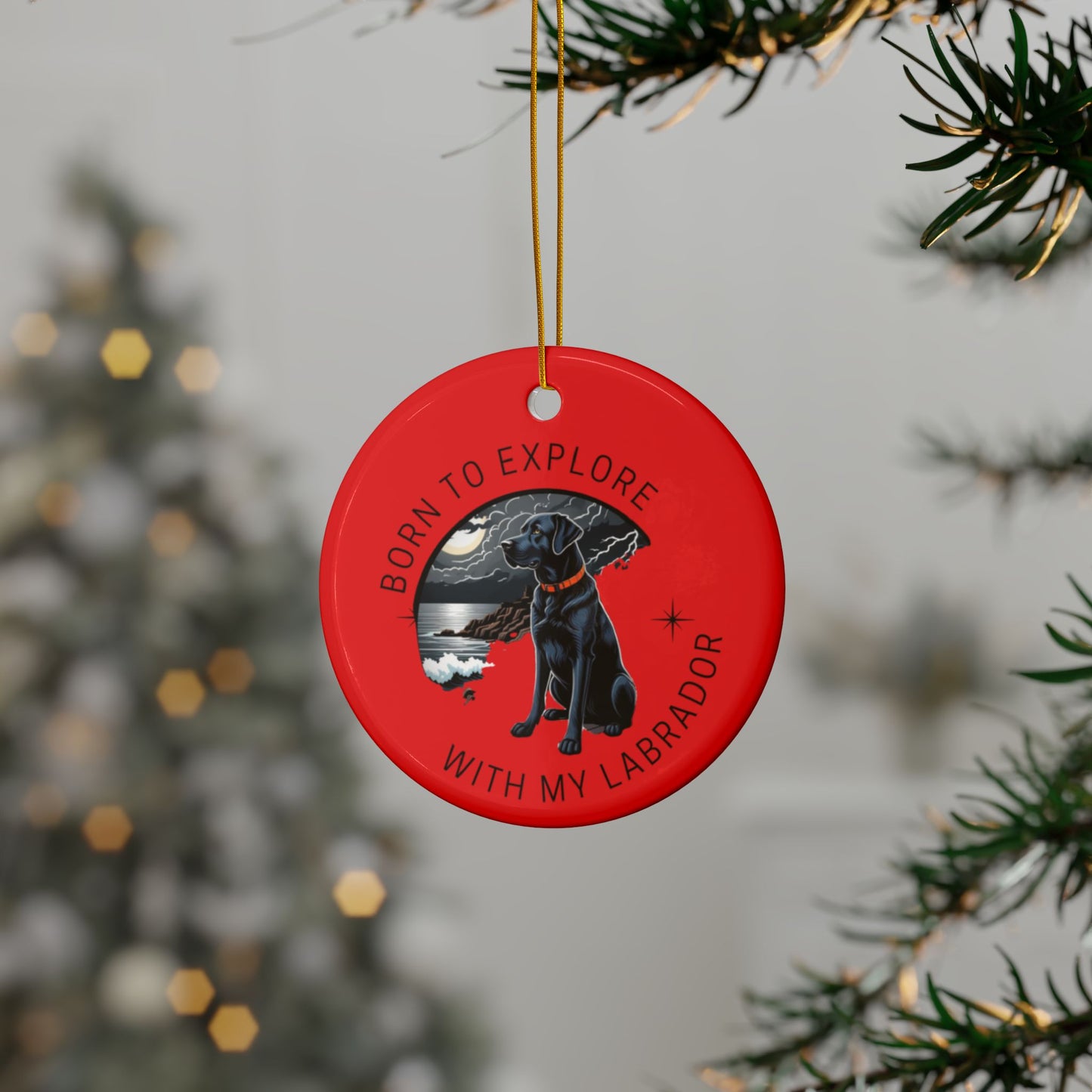 Labrador Christmas, Ceramic Ornaments, 2-Side Print, (1pc, 3pcs, 5pcs, 10pcs)