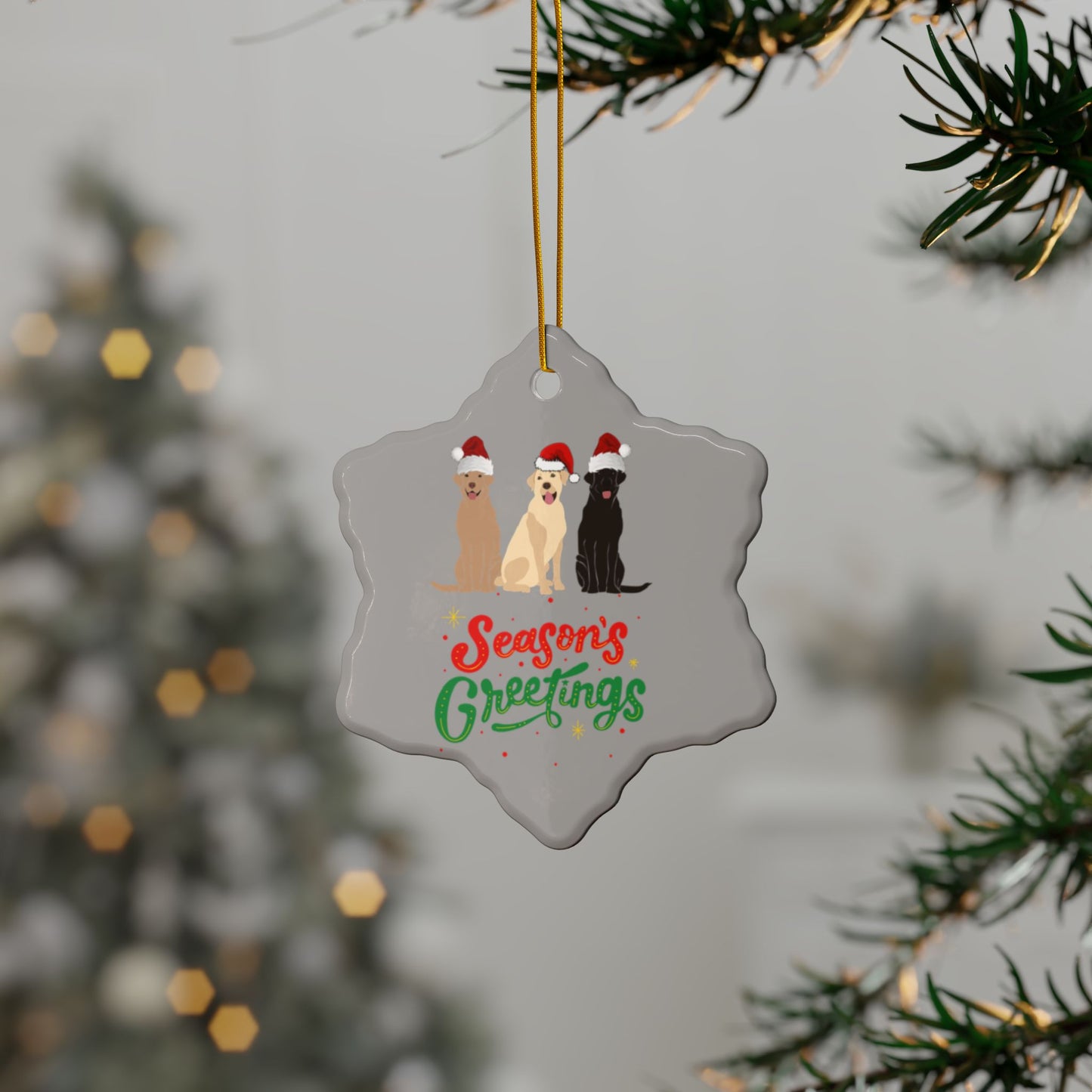 Labrador Christmas, Ceramic Ornaments, 2-Side Print, (1pc, 3pcs, 5pcs, 10pcs)