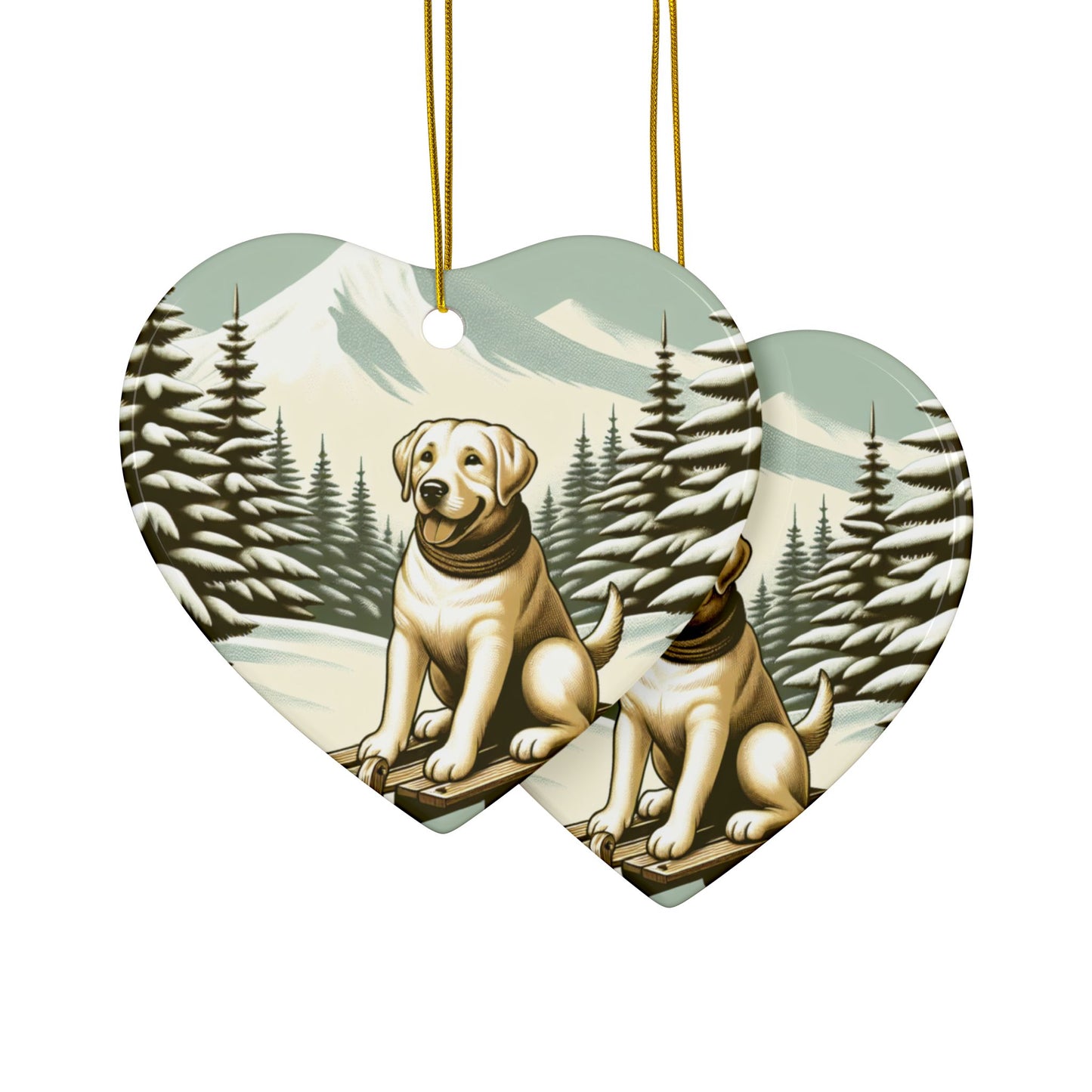 Labrador Christmas, Ceramic Ornaments, 2-Side Print, (1pc, 3pcs, 5pcs, 10pcs)