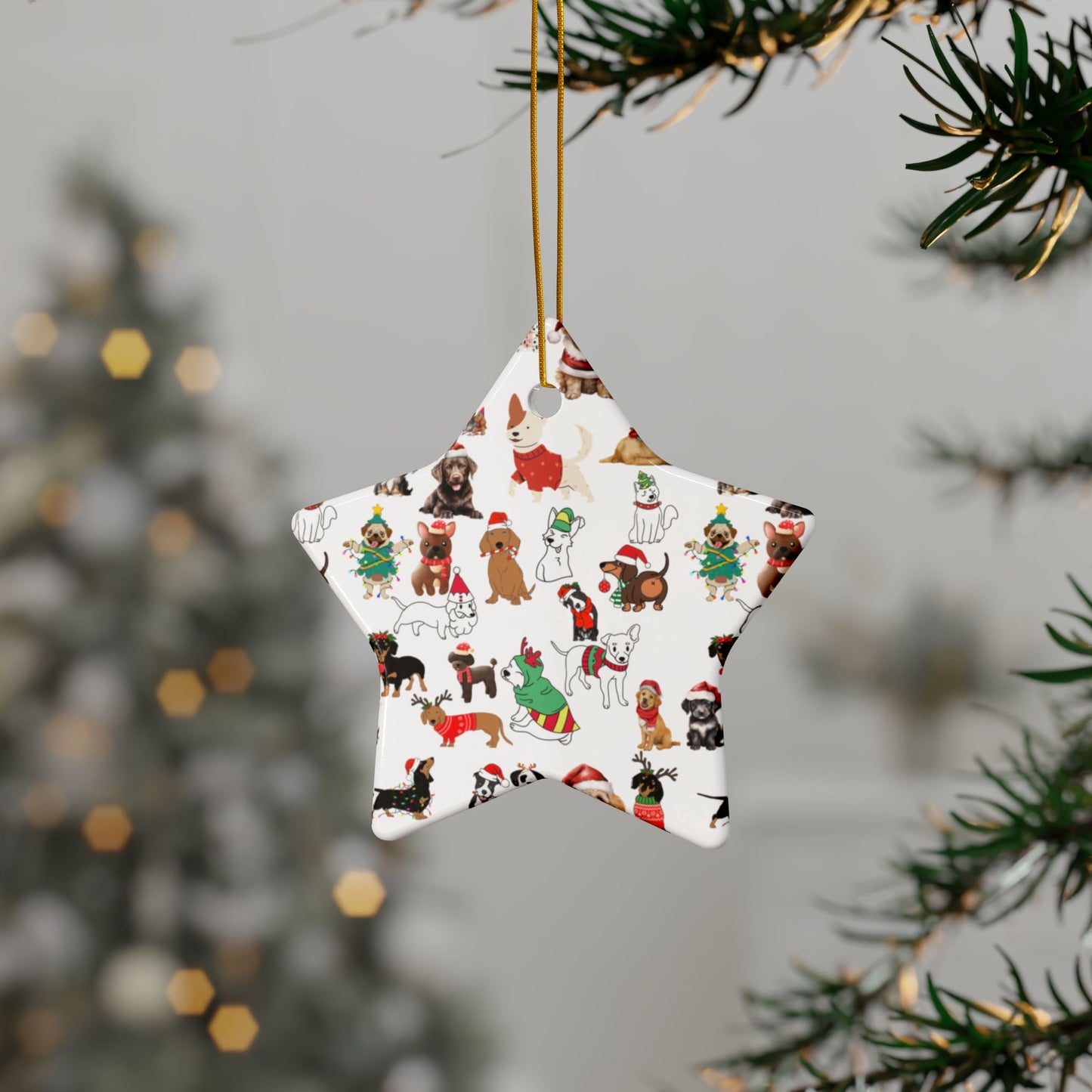 Labrador Christmas, Ceramic Ornaments, 2-Side Print, (1pc, 3pcs, 5pcs, 10pcs)