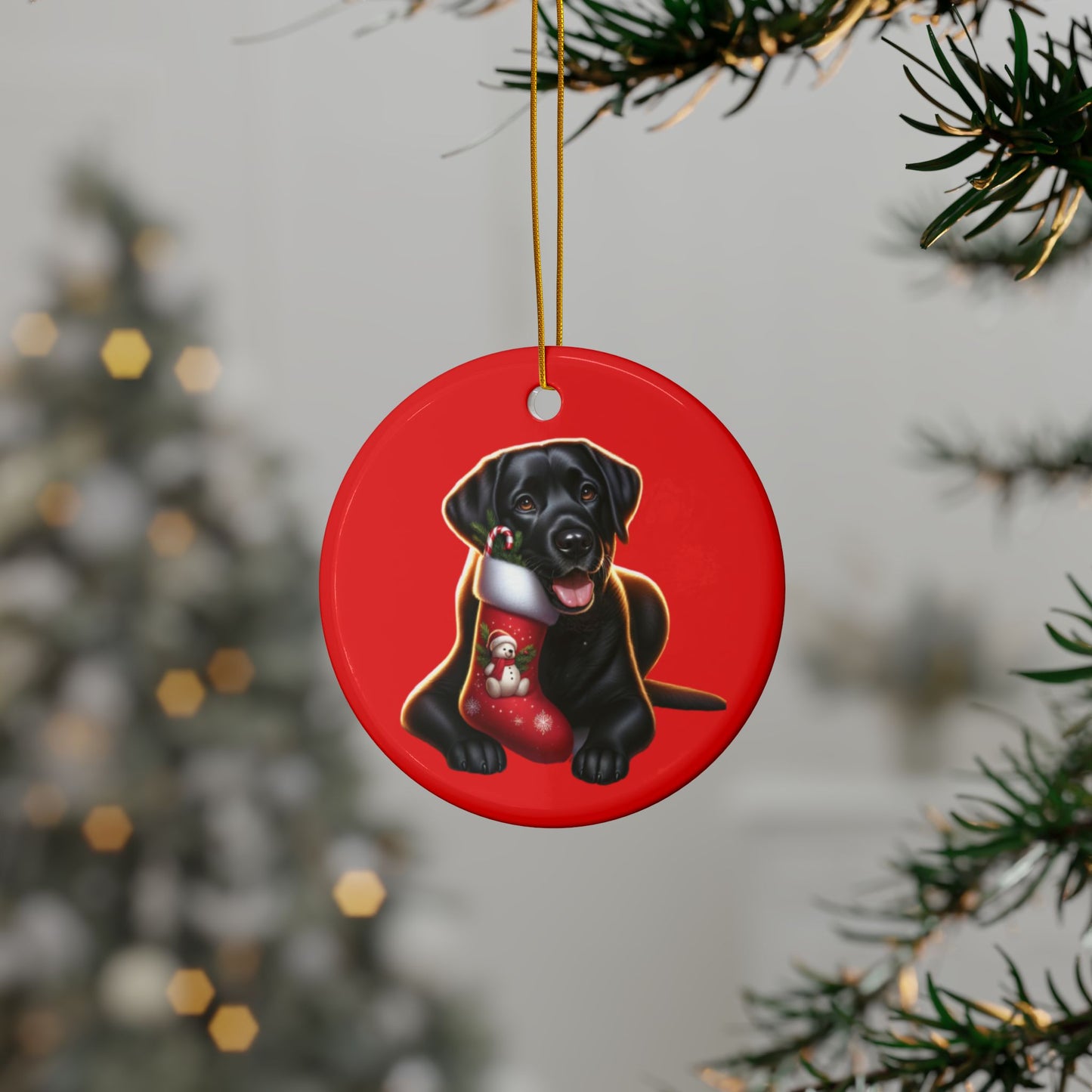 Labrador Christmas, Ceramic Ornaments, 2-Side Print, (1pc, 3pcs, 5pcs, 10pcs)