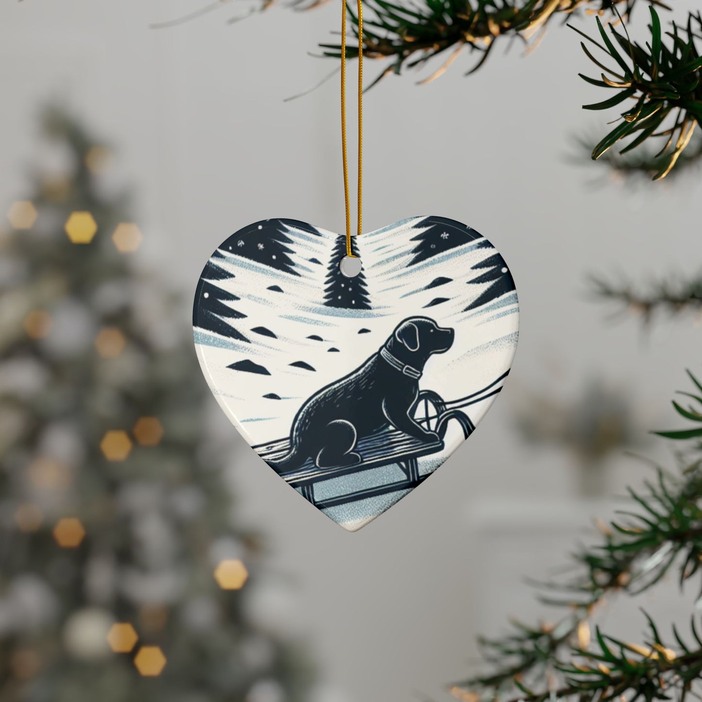 Labrador Christmas, Ceramic Ornaments, 2-Side Print, (1pc, 3pcs, 5pcs, 10pcs)