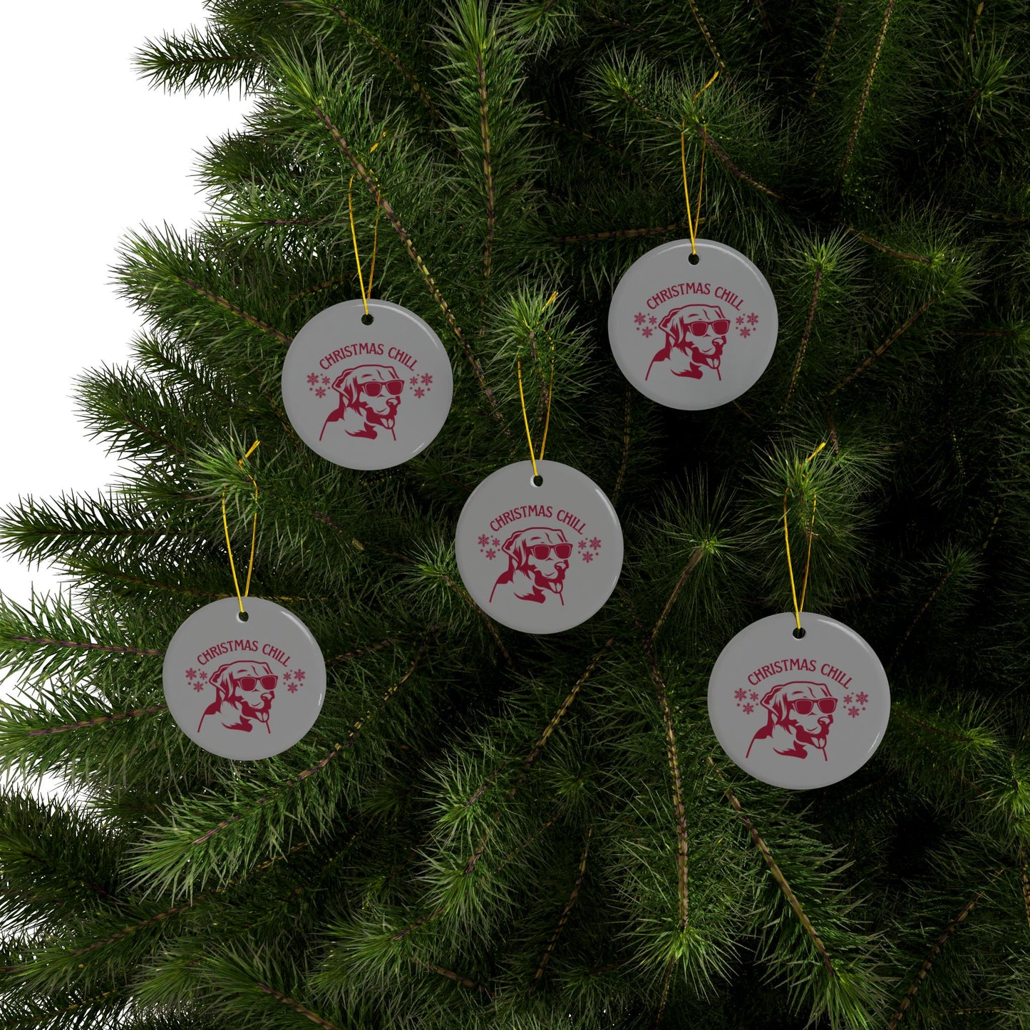 Labrador Christmas, Ceramic Ornaments, 2-Side Print, (1pc, 3pcs, 5pcs, 10pcs)