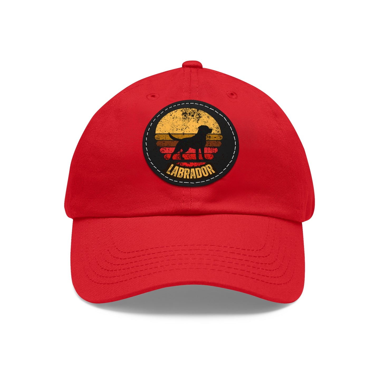Labrador sunset, Dad Hat with Leather Patch (Round)