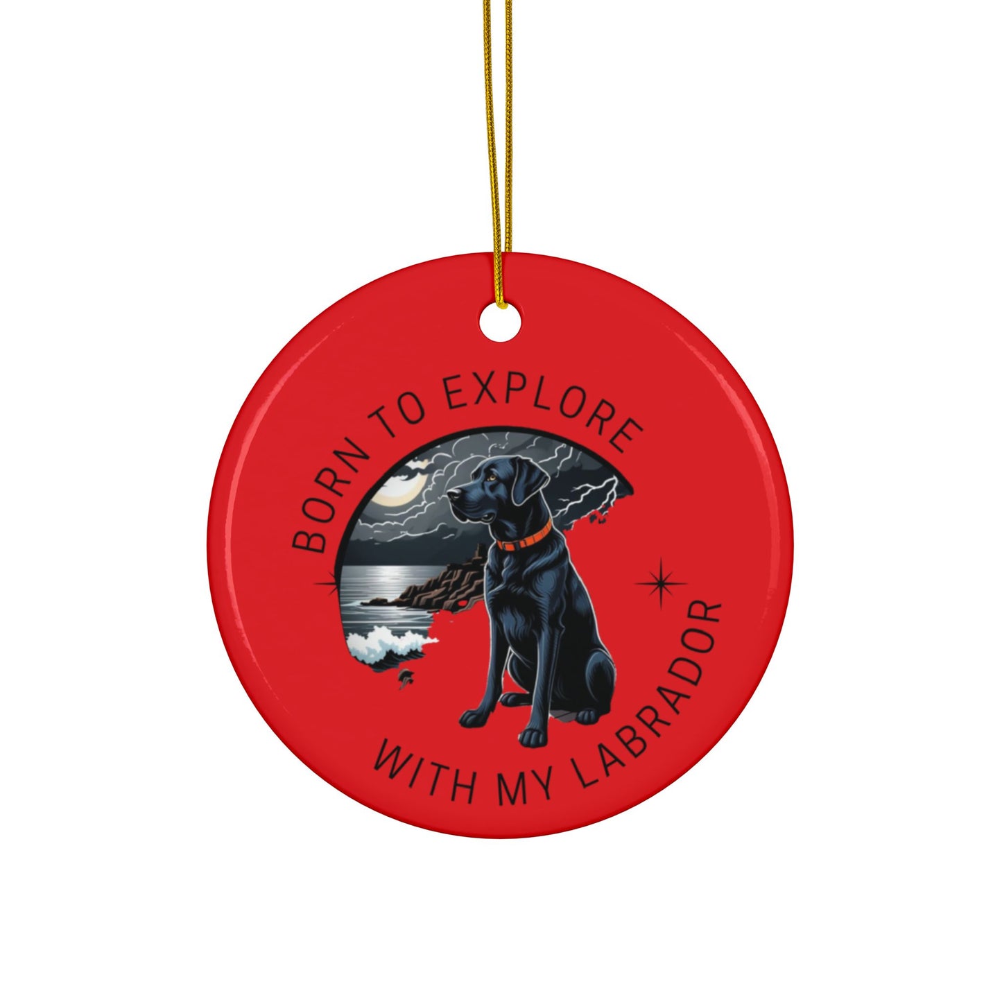 Labrador Christmas, Ceramic Ornaments, 2-Side Print, (1pc, 3pcs, 5pcs, 10pcs)