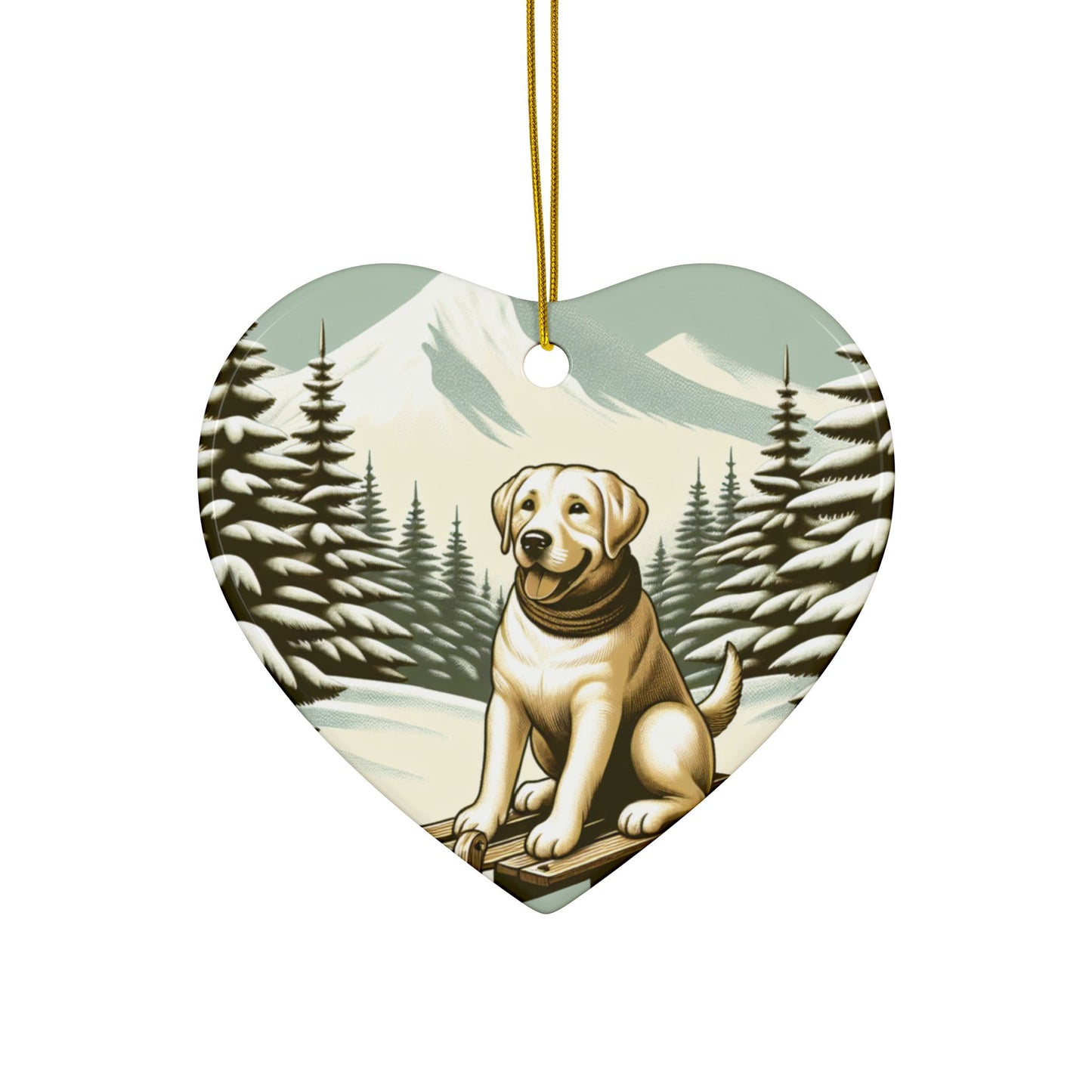 Labrador Christmas, Ceramic Ornaments, 2-Side Print, (1pc, 3pcs, 5pcs, 10pcs)