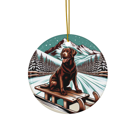 Labrador Christmas, Ceramic Ornaments, 2-Side Print, (1pc, 3pcs, 5pcs, 10pcs)