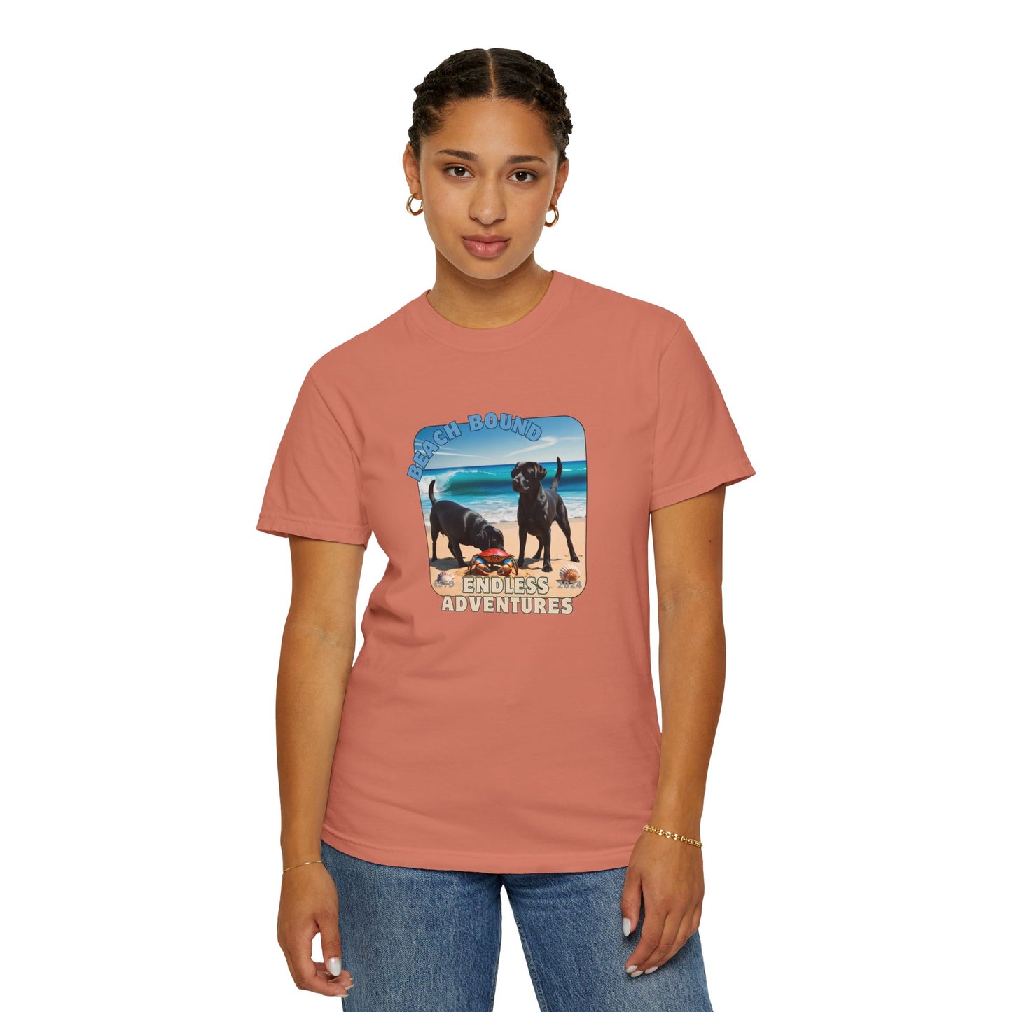 Beach Bound, two labs , Unisex Garment-Dyed T-shirt