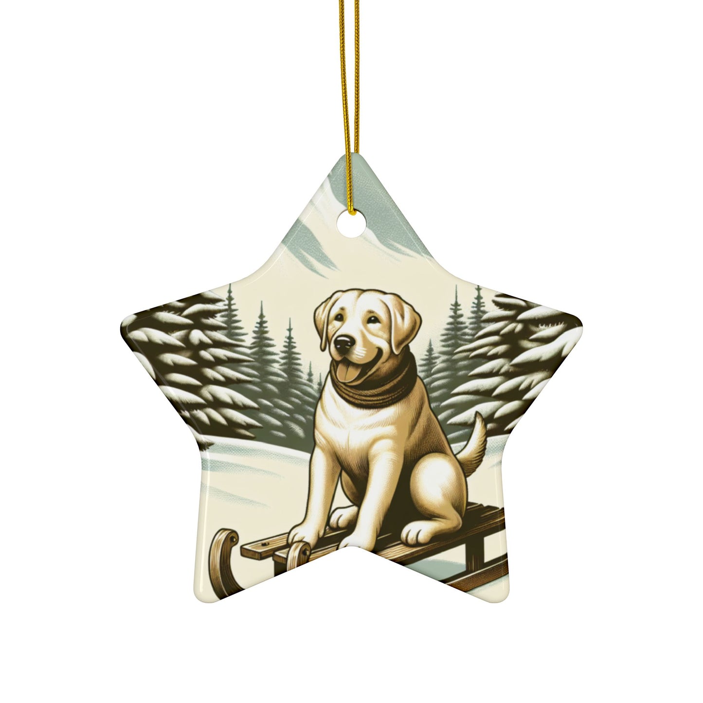 Labrador Christmas, Ceramic Ornaments, 2-Side Print, (1pc, 3pcs, 5pcs, 10pcs)