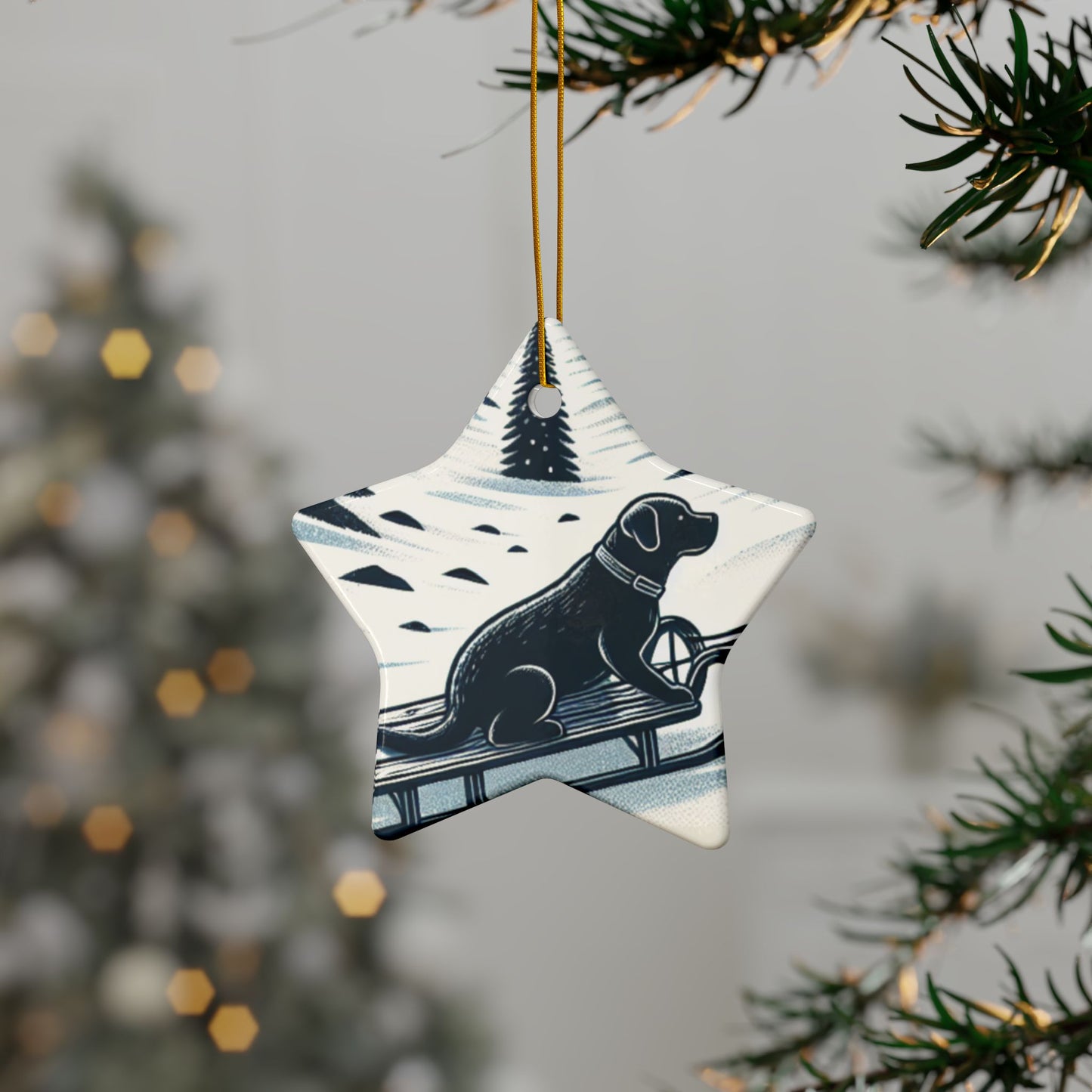 Labrador Christmas, Ceramic Ornaments, 2-Side Print, (1pc, 3pcs, 5pcs, 10pcs)