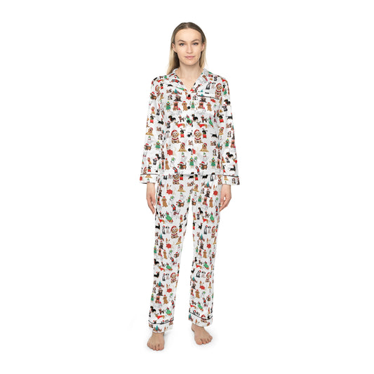 Cute Christmas Dogs and Puppies, Women's Satin Pajamas