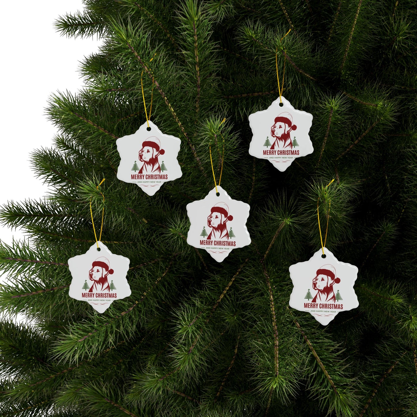 Labrador Christmas, Ceramic Ornaments, 2-Side Print, (1pc, 3pcs, 5pcs, 10pcs)