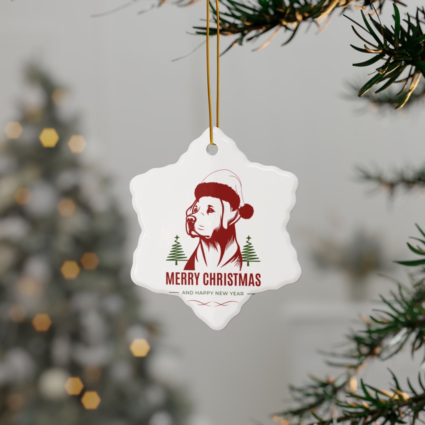 Labrador Christmas, Ceramic Ornaments, 2-Side Print, (1pc, 3pcs, 5pcs, 10pcs)
