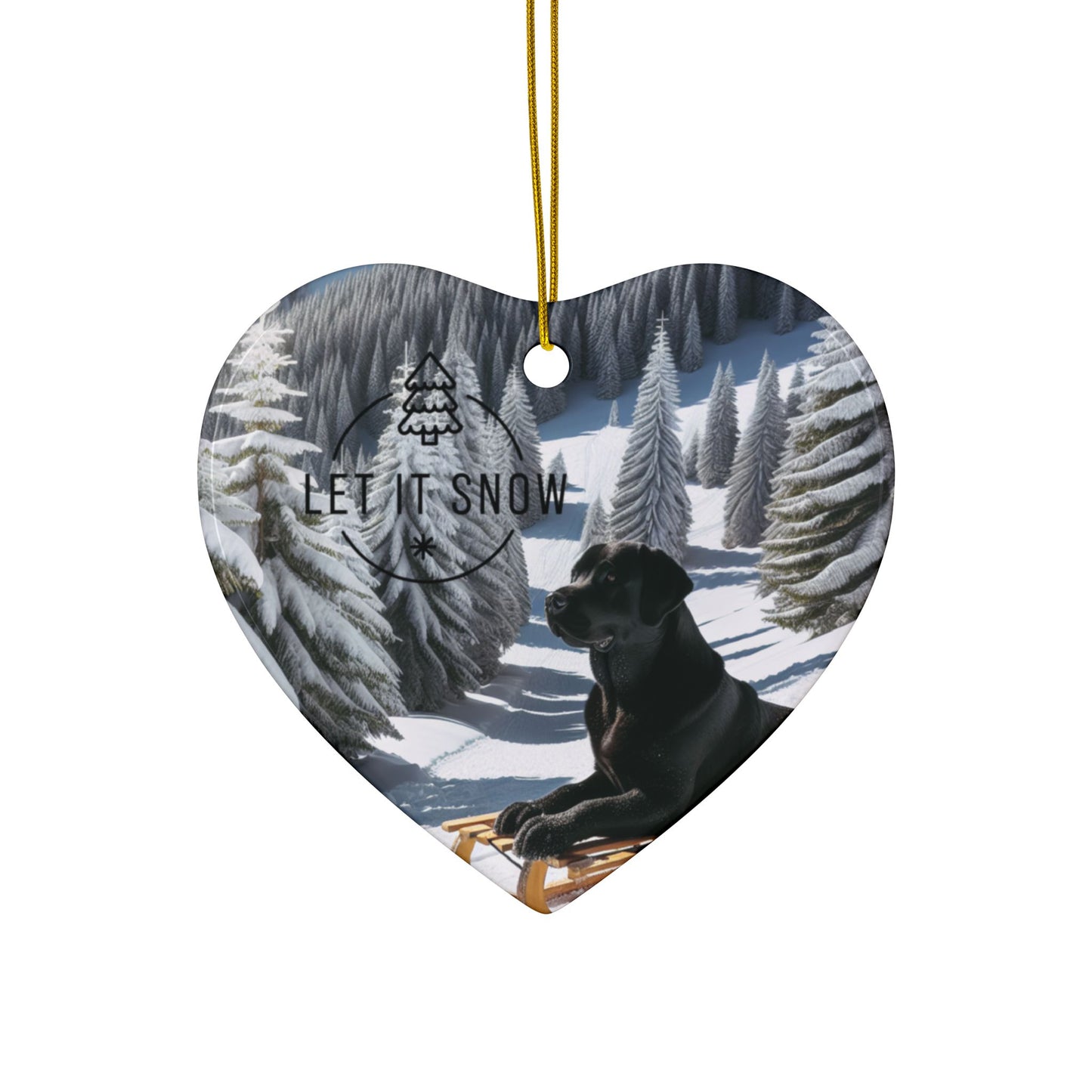 Labrador Christmas, Ceramic Ornaments, 2-Side Print, (1pc, 3pcs, 5pcs, 10pcs)