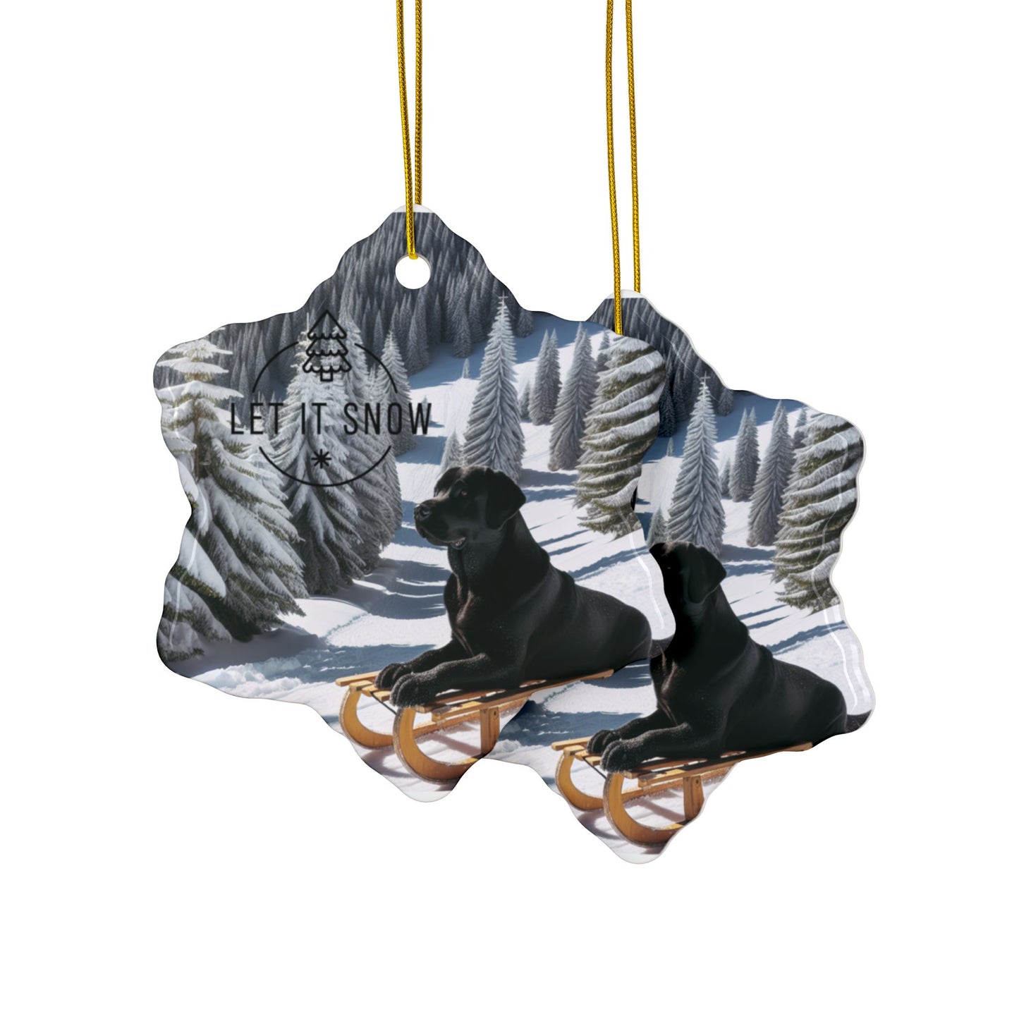 Labrador Christmas, Ceramic Ornaments, 2-Side Print, (1pc, 3pcs, 5pcs, 10pcs)