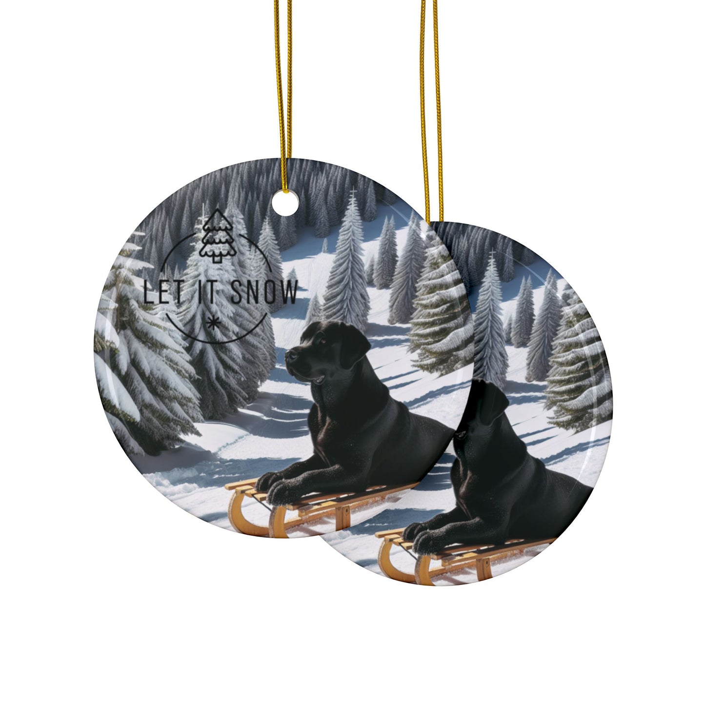 Labrador Christmas, Ceramic Ornaments, 2-Side Print, (1pc, 3pcs, 5pcs, 10pcs)