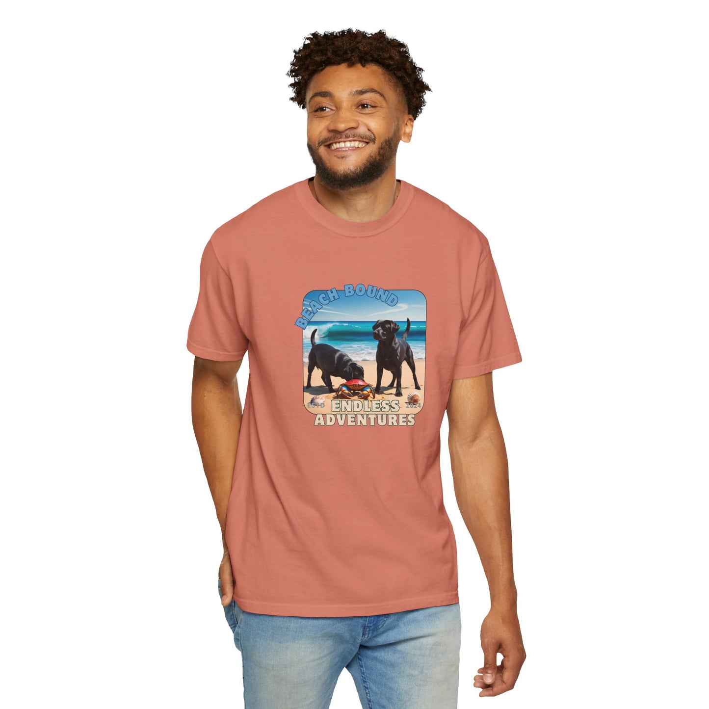 Beach Bound, two labs , Unisex Garment-Dyed T-shirt