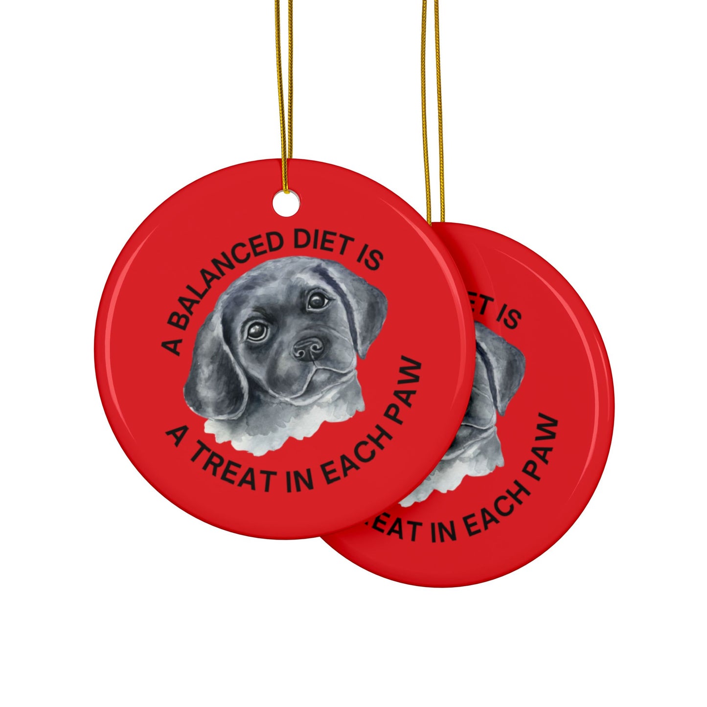 Labrador Christmas, Ceramic Ornaments, 2-Side Print, (1pc, 3pcs, 5pcs, 10pcs)