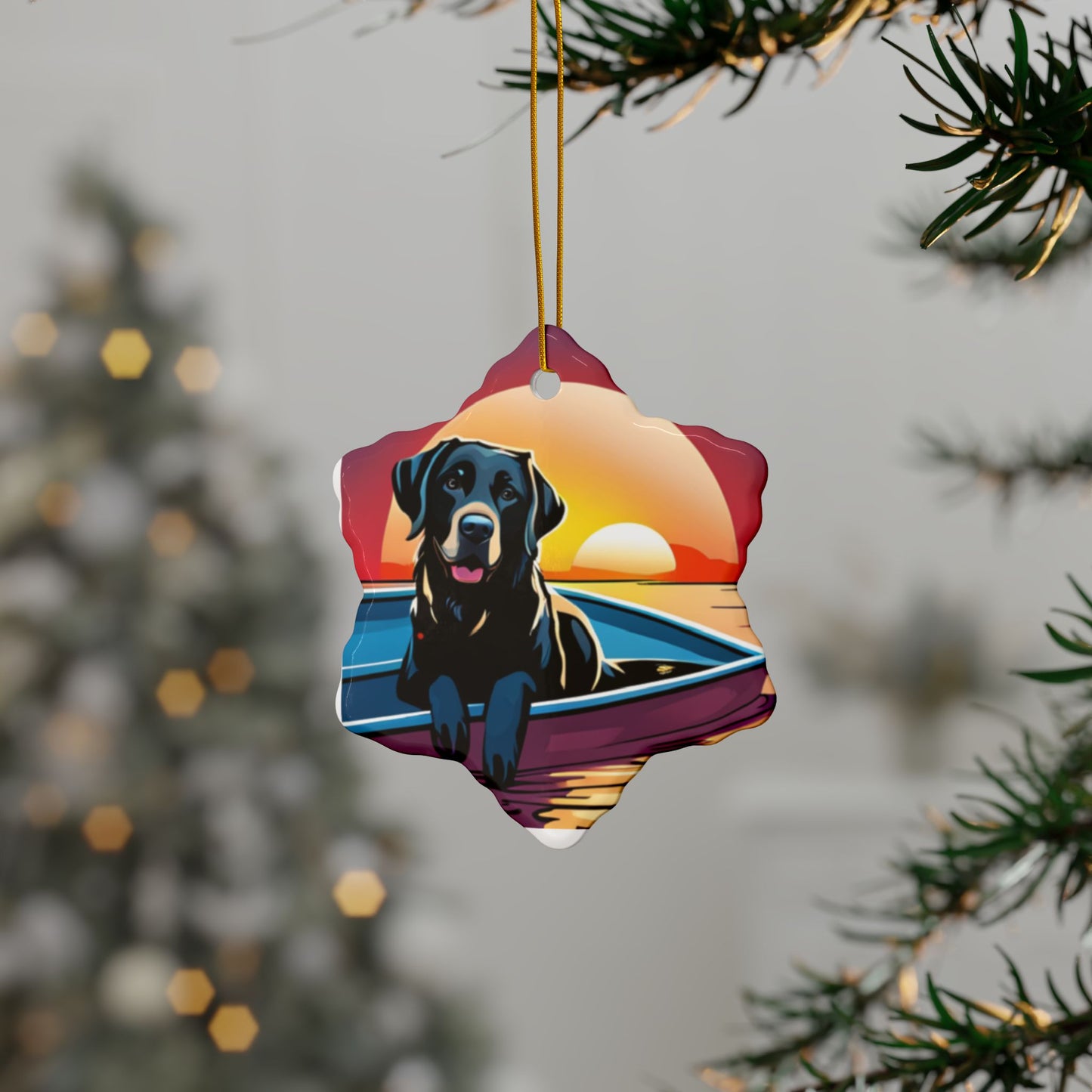 Labrador Christmas Truck, Ceramic Ornaments, 2-Side Print, (1pc, 3pcs, 5pcs, 10pcs)