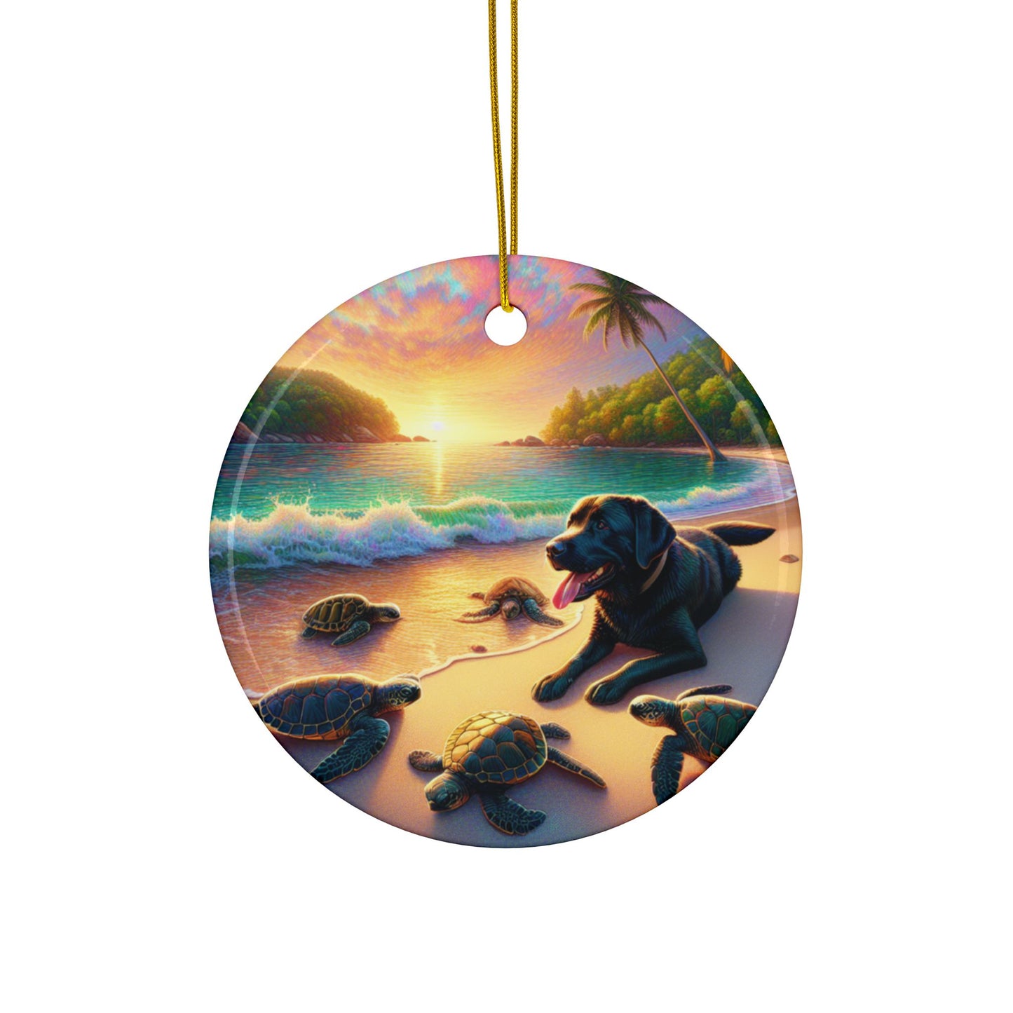 Labrador Christmas, Ceramic Ornaments, 2-Side Print, (1pc, 3pcs, 5pcs, 10pcs)