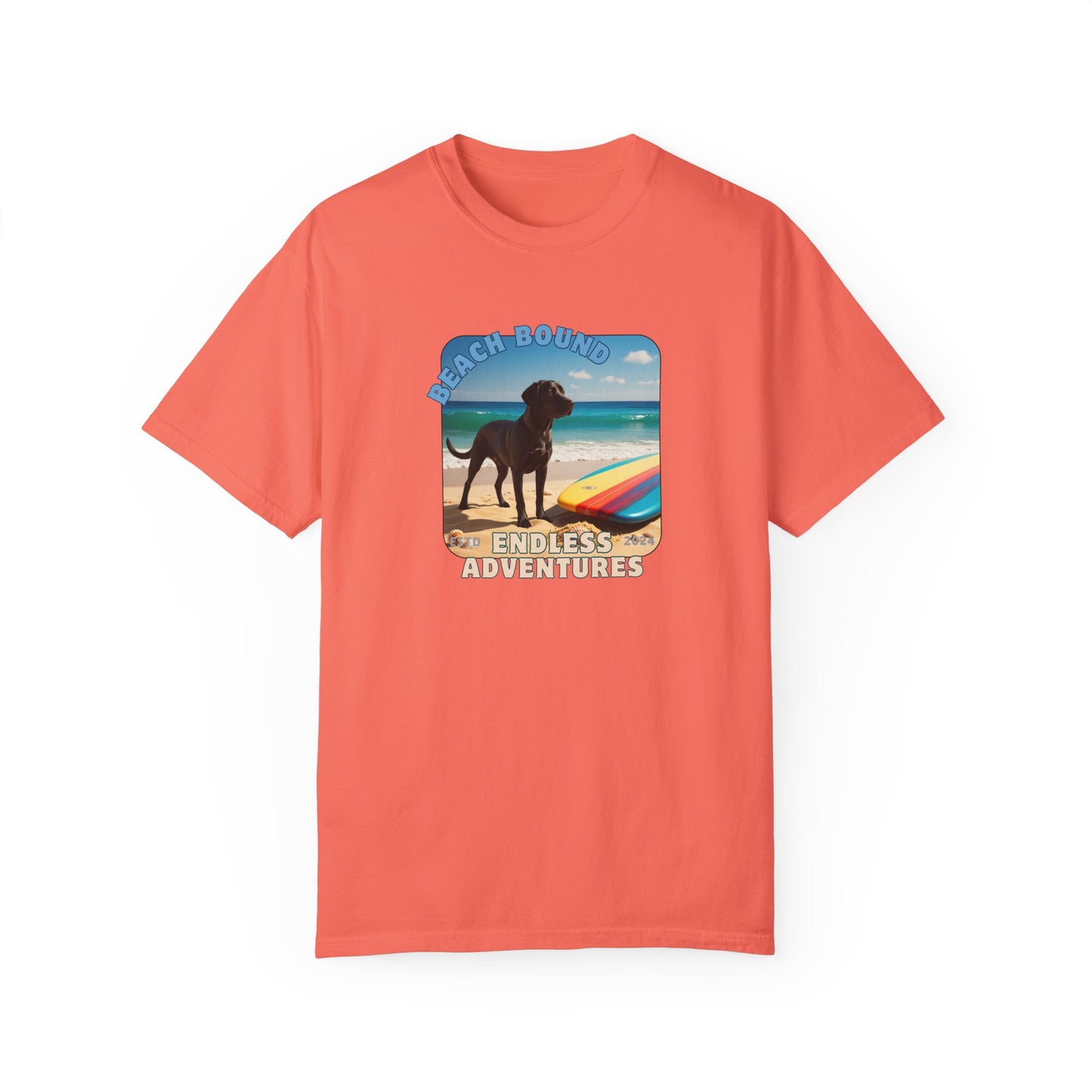 Beach Bound, Surfboard, Unisex Garment-Dyed T-shirt