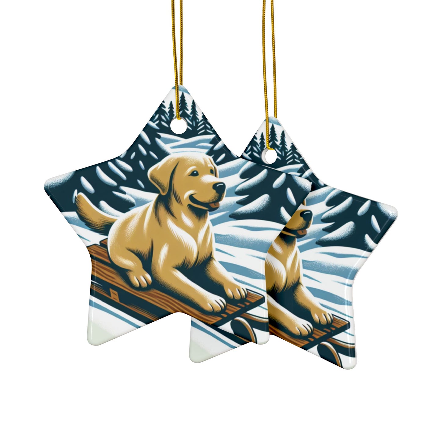Labrador Christmas, Ceramic Ornaments, 2-Side Print, (1pc, 3pcs, 5pcs, 10pcs)