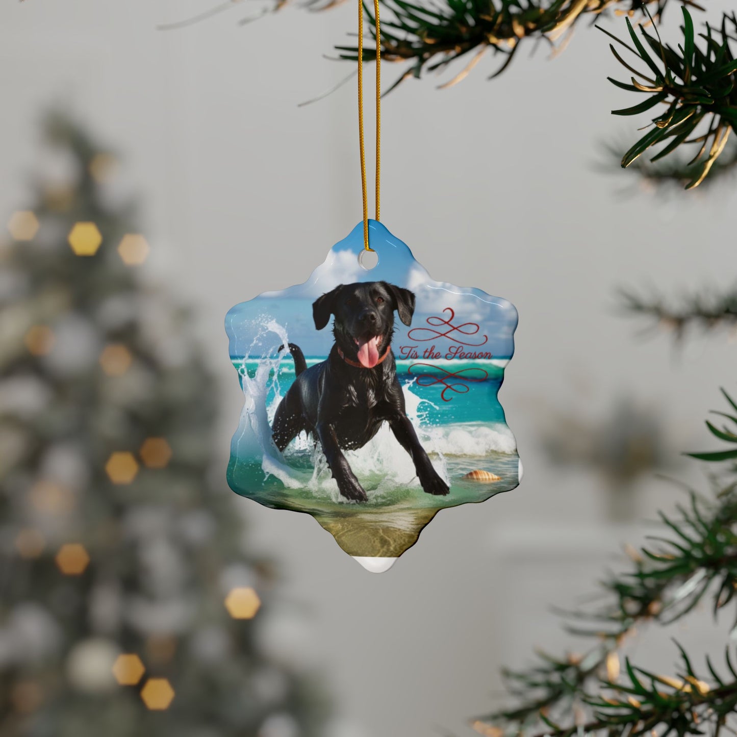 Labrador Christmas, Ceramic Ornaments, 2-Side Print, (1pc, 3pcs, 5pcs, 10pcs)