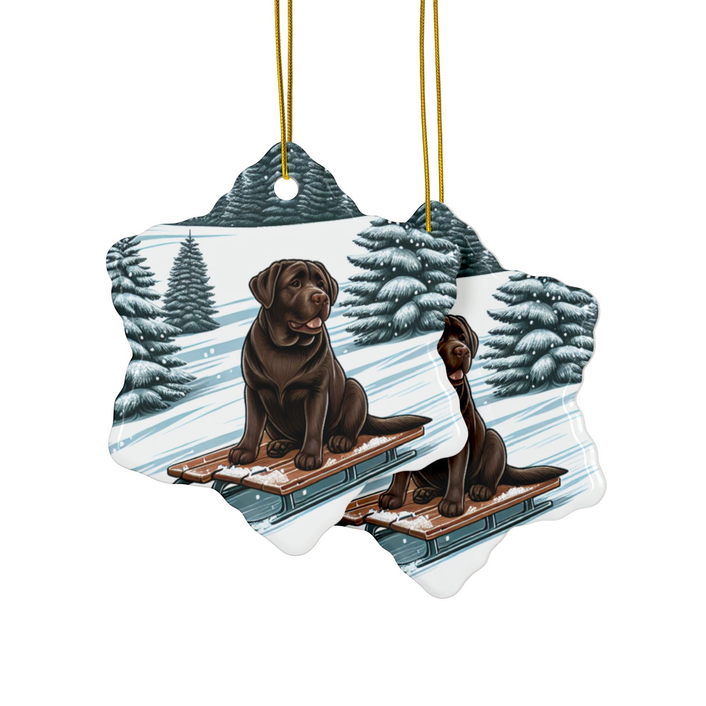 Labrador Christmas, Ceramic Ornaments, 2-Side Print, (1pc, 3pcs, 5pcs, 10pcs)