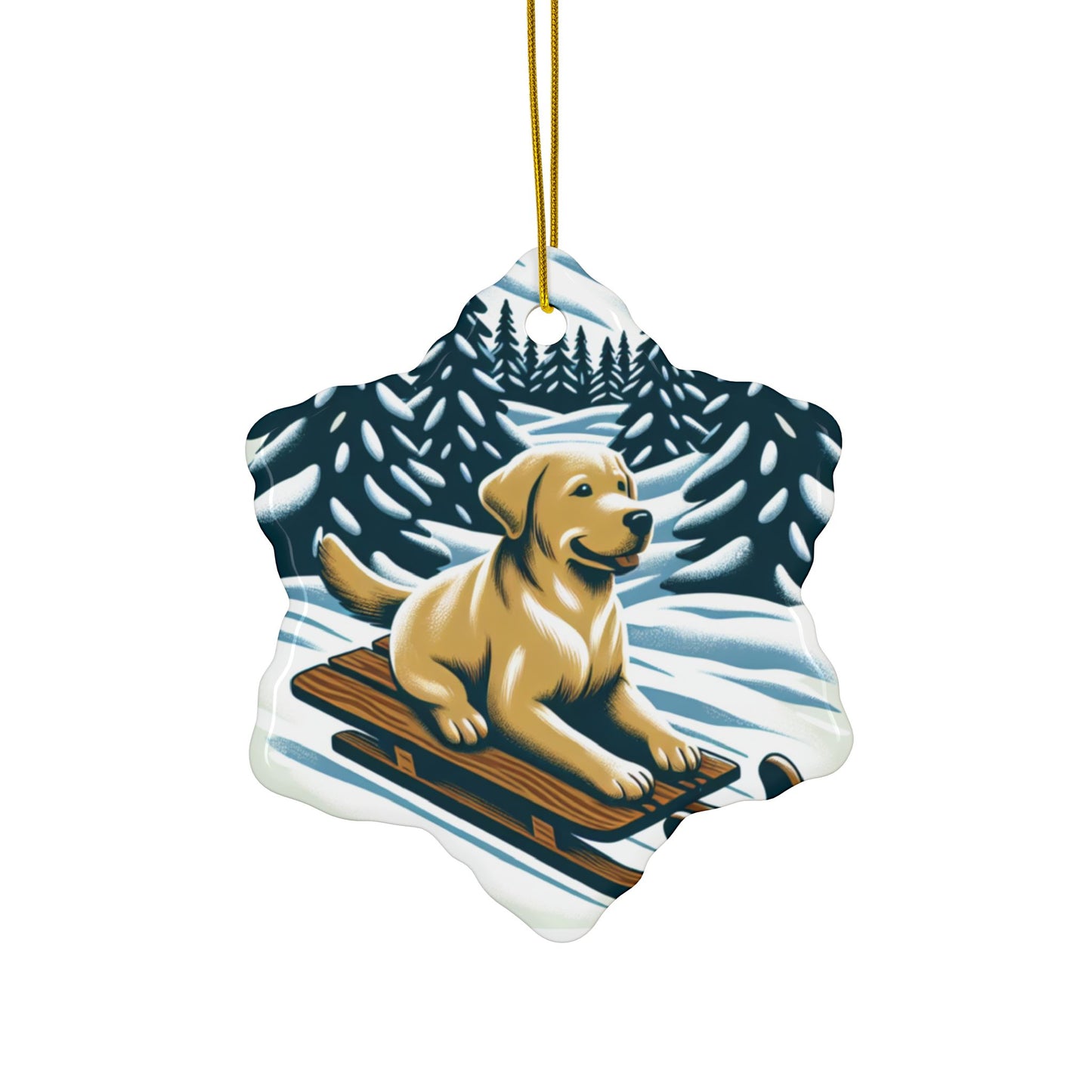 Labrador Christmas, Ceramic Ornaments, 2-Side Print, (1pc, 3pcs, 5pcs, 10pcs)