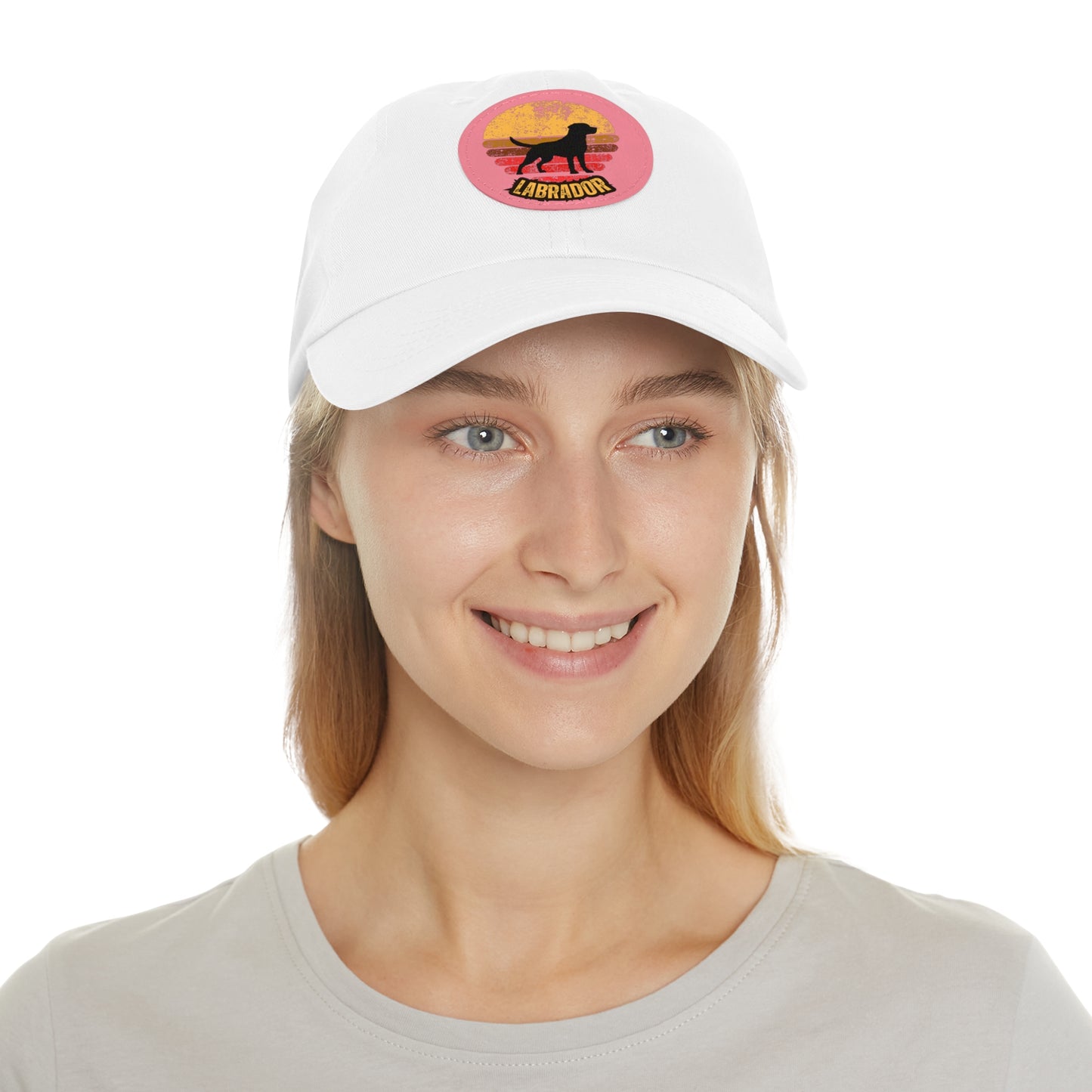 Labrador sunset, Dad Hat with Leather Patch (Round)