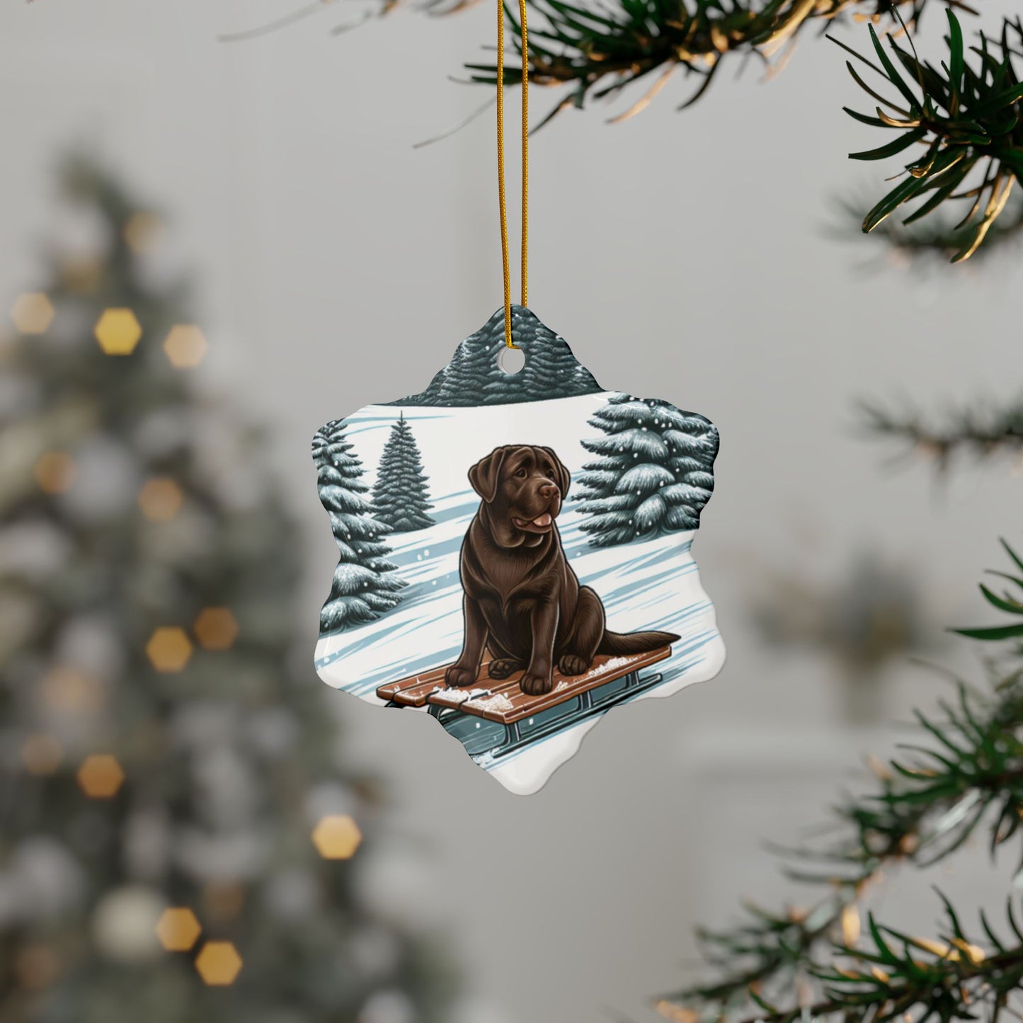 Labrador Christmas, Ceramic Ornaments, 2-Side Print, (1pc, 3pcs, 5pcs, 10pcs)