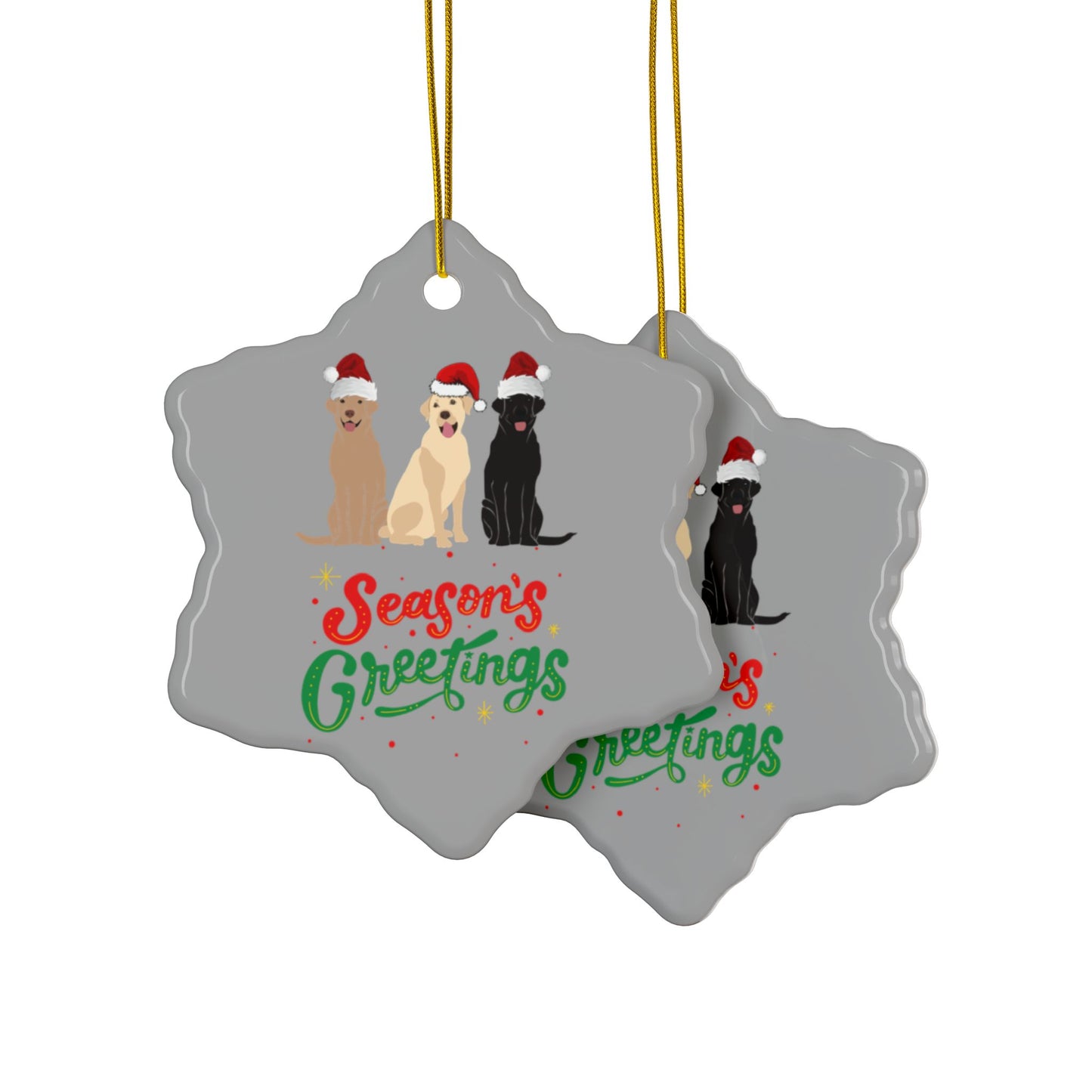Labrador Christmas, Ceramic Ornaments, 2-Side Print, (1pc, 3pcs, 5pcs, 10pcs)