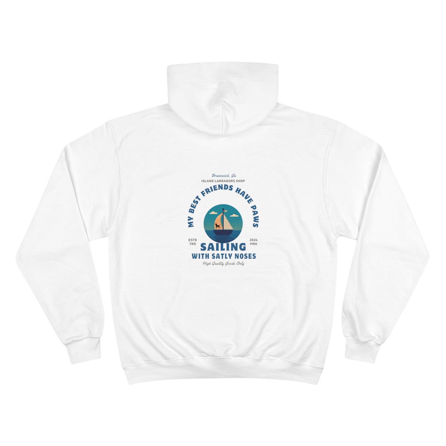 Sailing with salty paws, Champion Hoodie