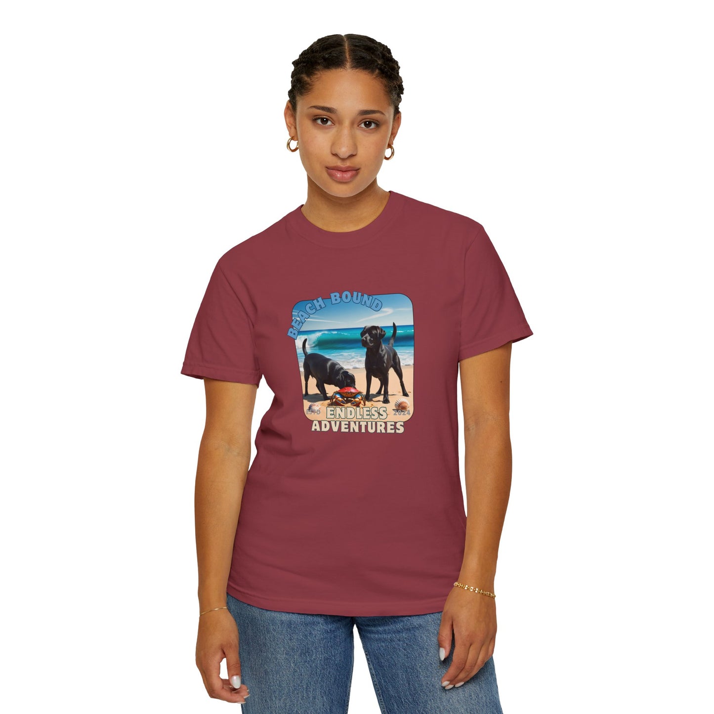 Beach Bound, two labs , Unisex Garment-Dyed T-shirt