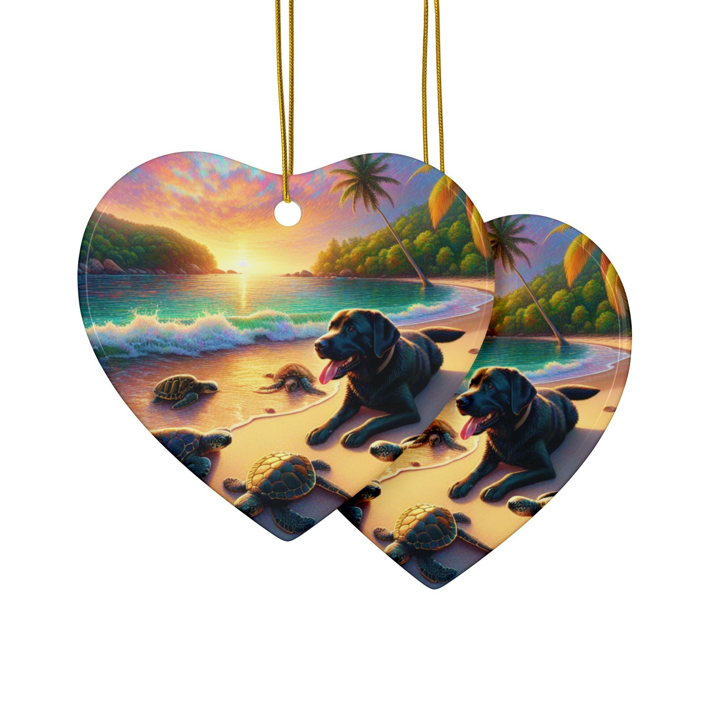 Labrador Christmas, Ceramic Ornaments, 2-Side Print, (1pc, 3pcs, 5pcs, 10pcs)