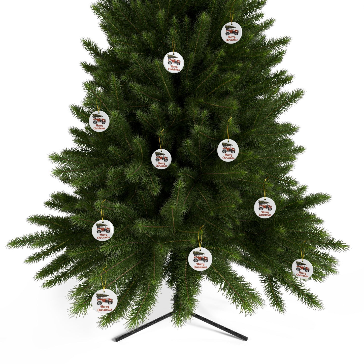 Labrador Christmas Truck, Ceramic Ornaments, 2-Side Print, (1pc, 3pcs, 5pcs, 10pcs)